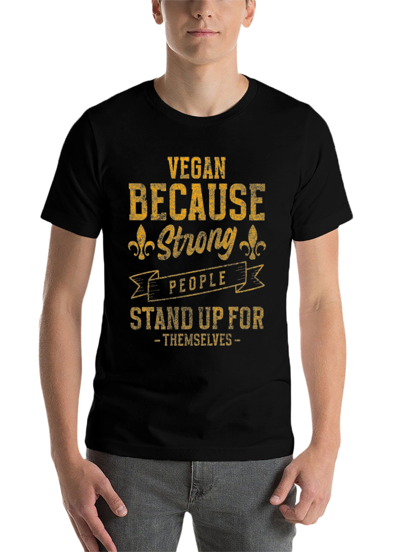 Black Vegan Strong People T-Shirt view 7