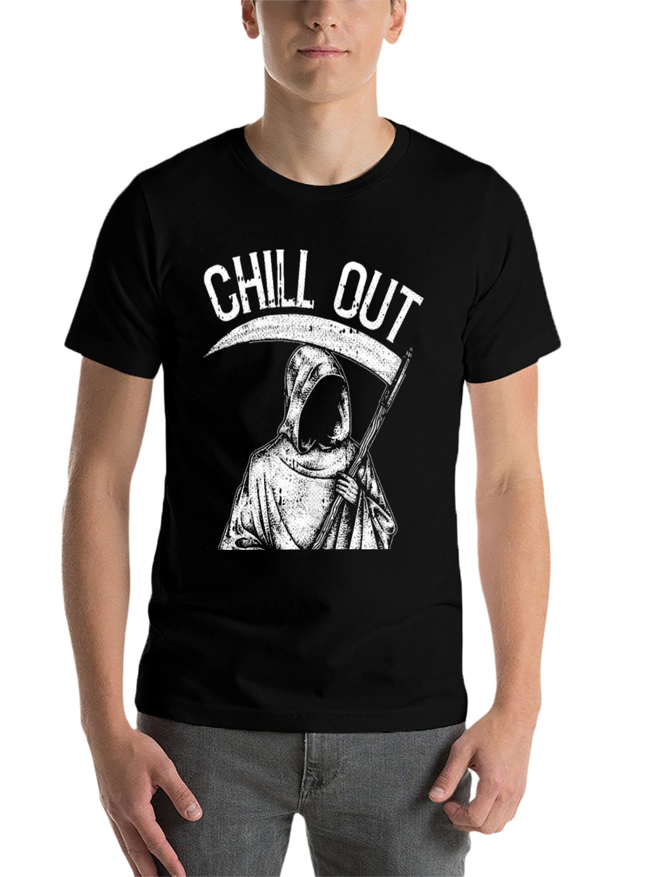 Black Chill Out Grim Reaper T-Shirt - Black view 7