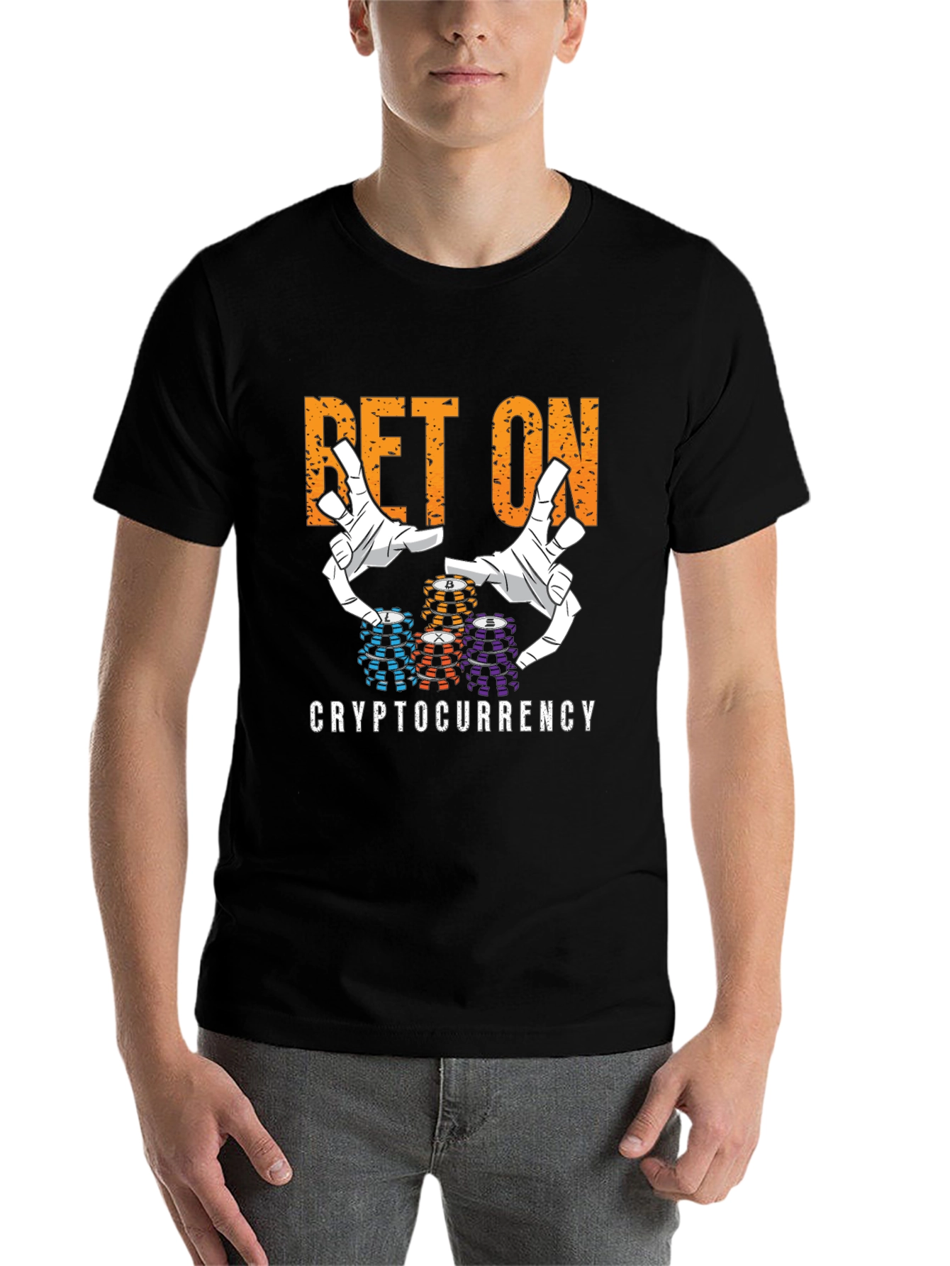 Black Bet On Cryptocurrency T-Shirt view 7