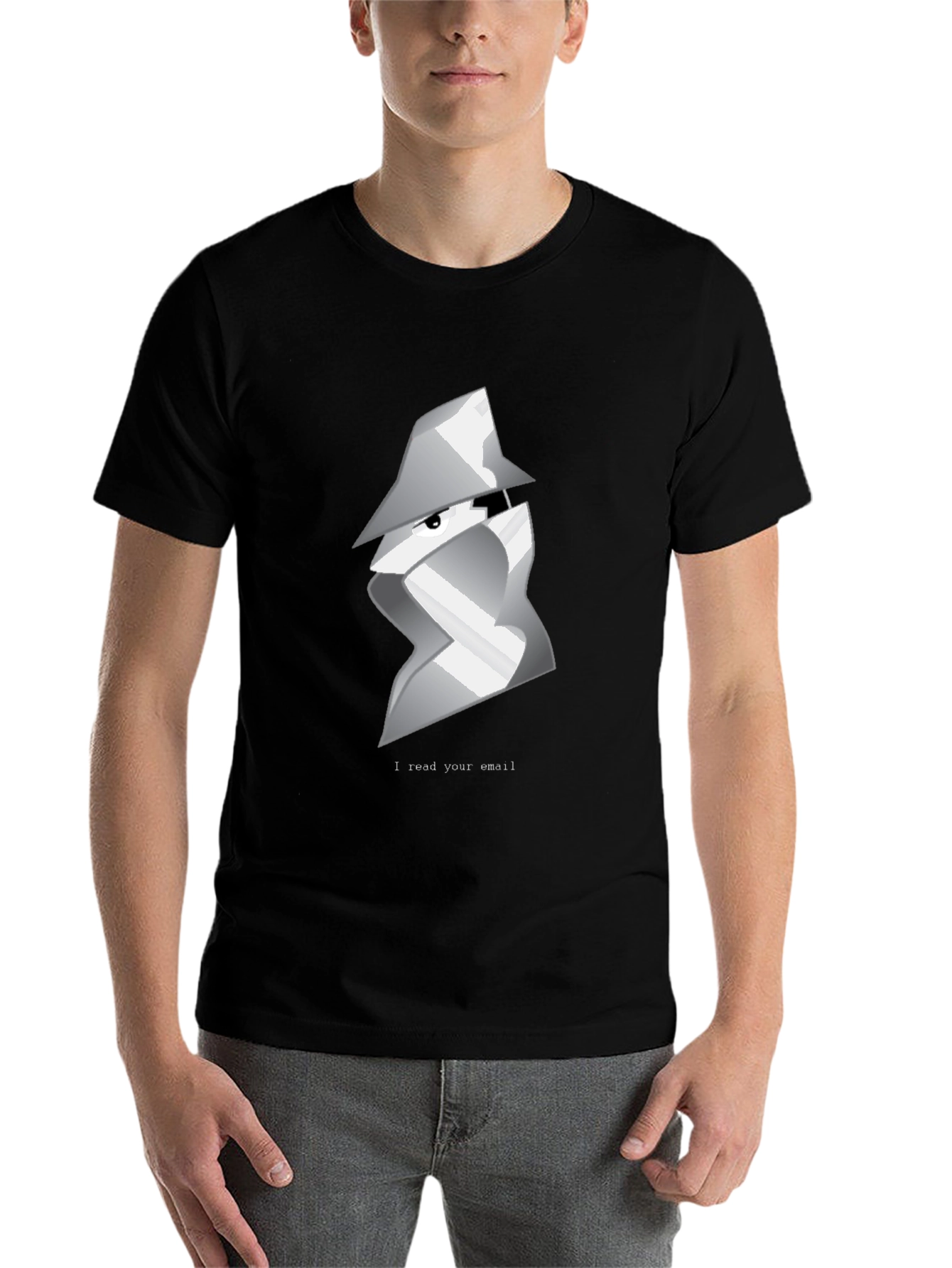 Black Spy Email Reader Graphic T-Shirt - Black view 7