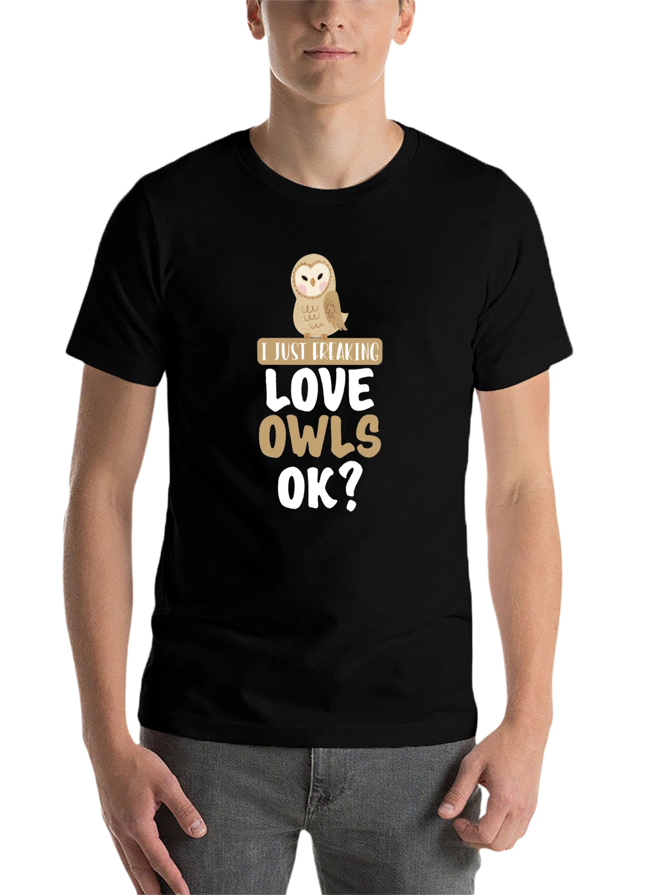 Black I Just Freaking Love Owls Graphic Tee view 7