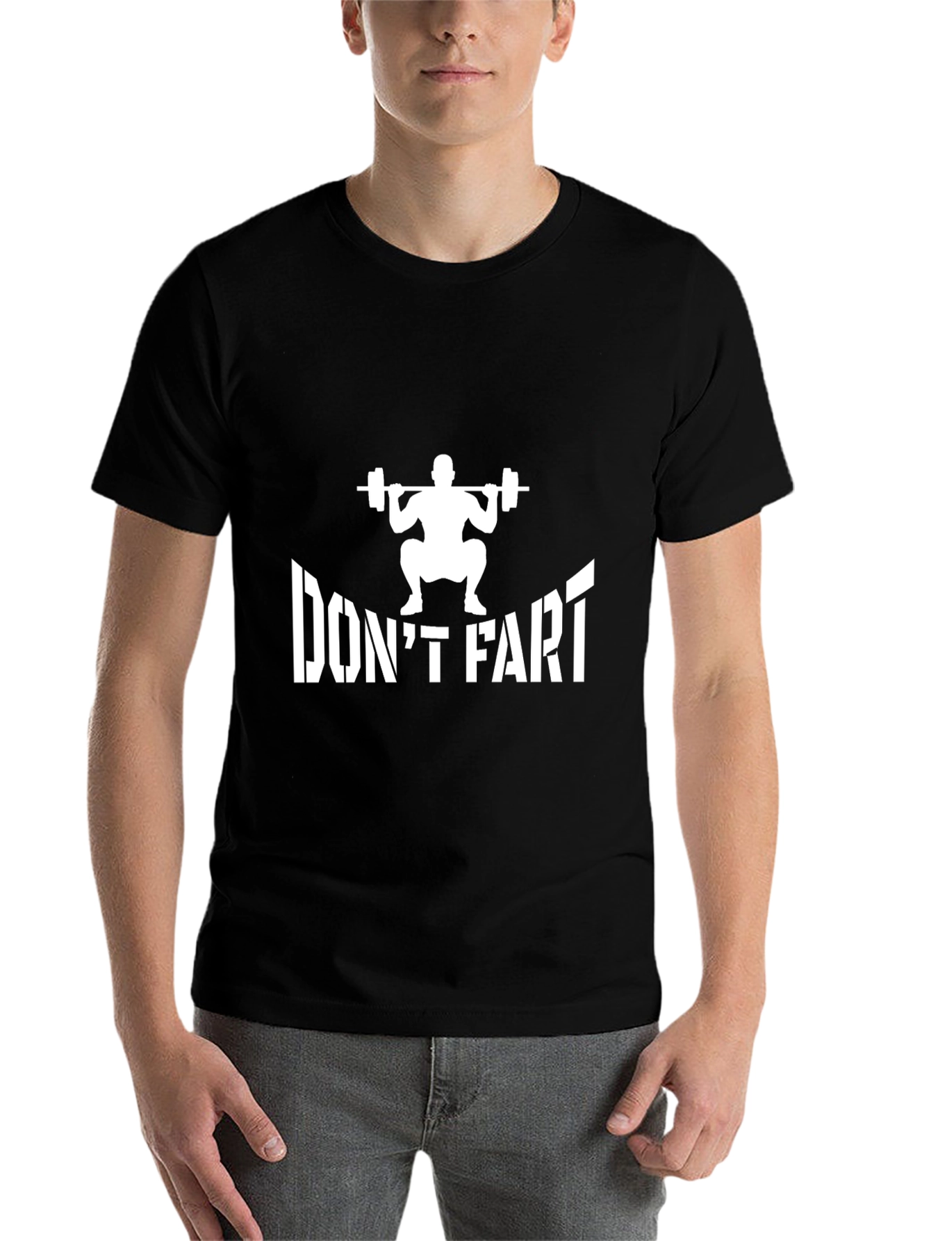 Black Don't Fart Squat T-Shirt - Funny Gym Workout Tee view 7