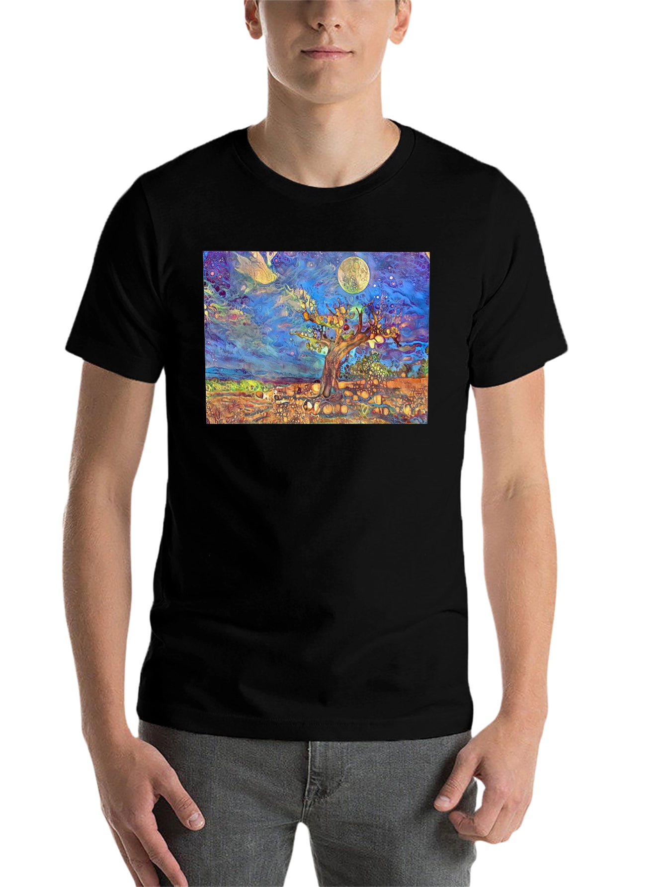 Black Psychedelic Tree of Life Graphic Tee view 7