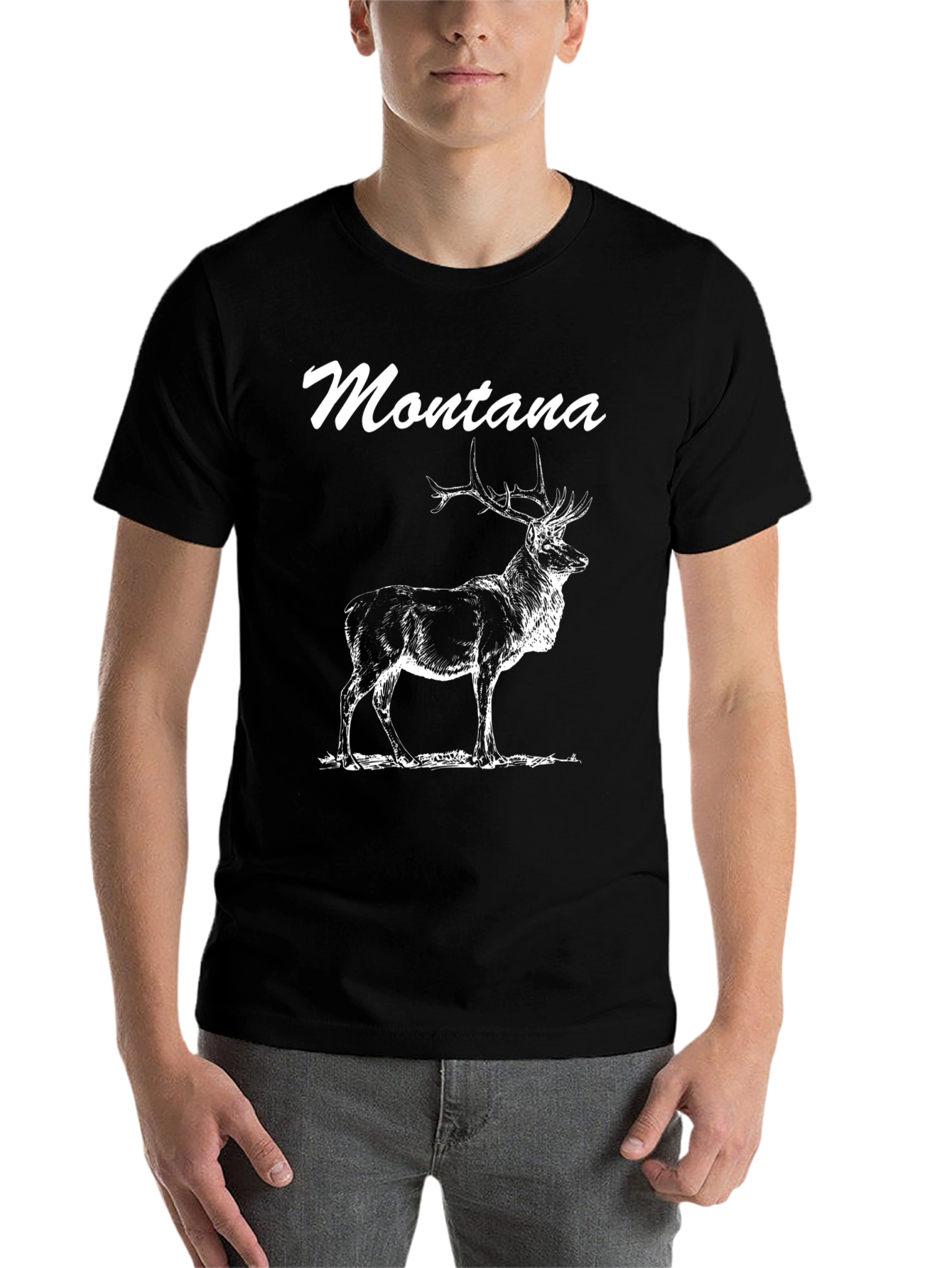 Black Montana Deer Graphic Tee - Black Cotton Blend view 7