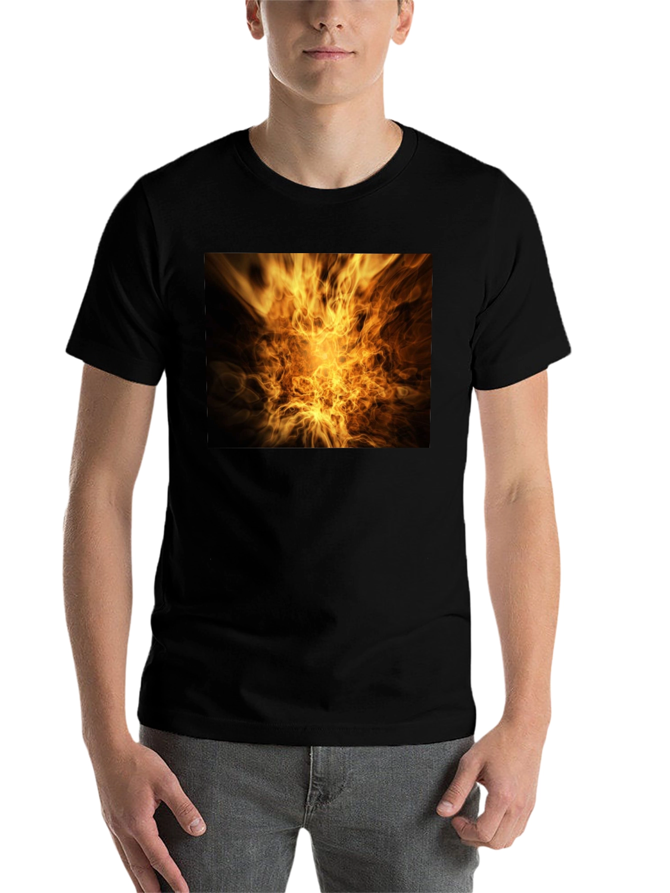 Black Fiery Vortex Graphic Tee - Bold Black T-Shirt view 7