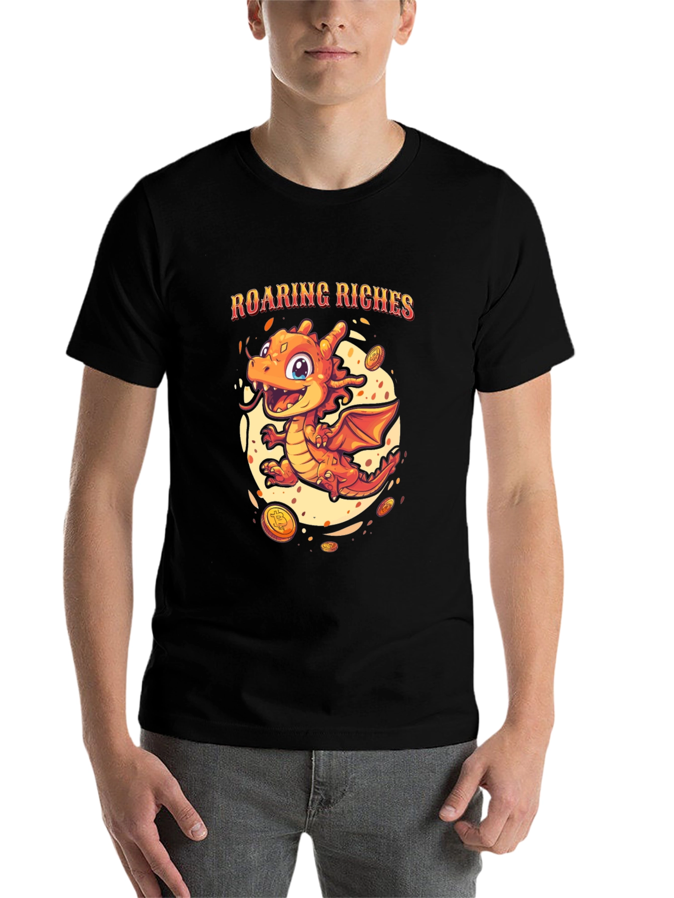 Black Roaring Riches Dragon Graphic T-Shirt view 7