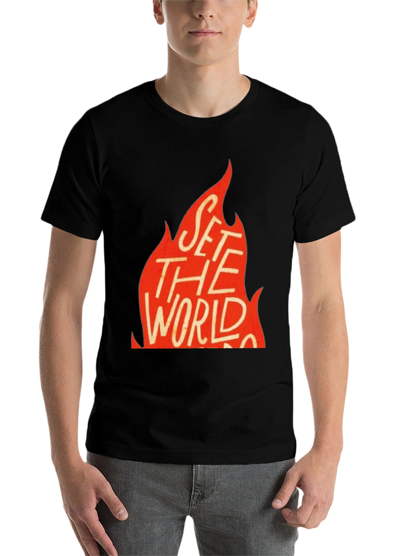 Black Set the World on Fire Graphic Tee - Black view 7
