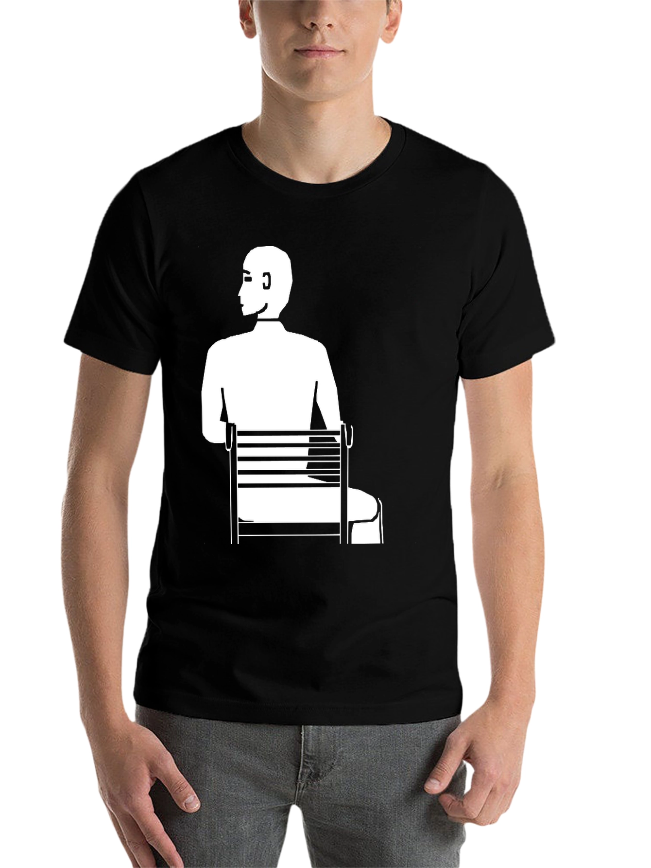 Black Man Sitting T-Shirt - Unique Graphic Tee view 7
