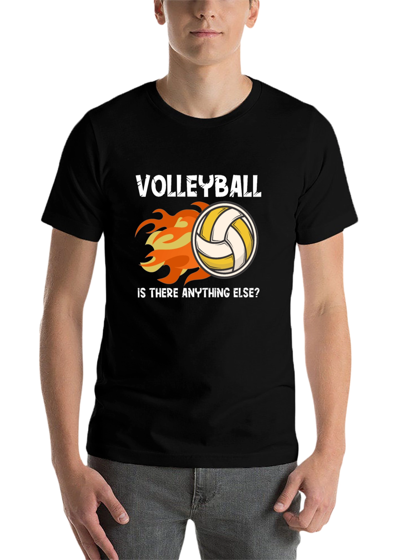 Black Volleyball Flames Graphic T-Shirt view 7