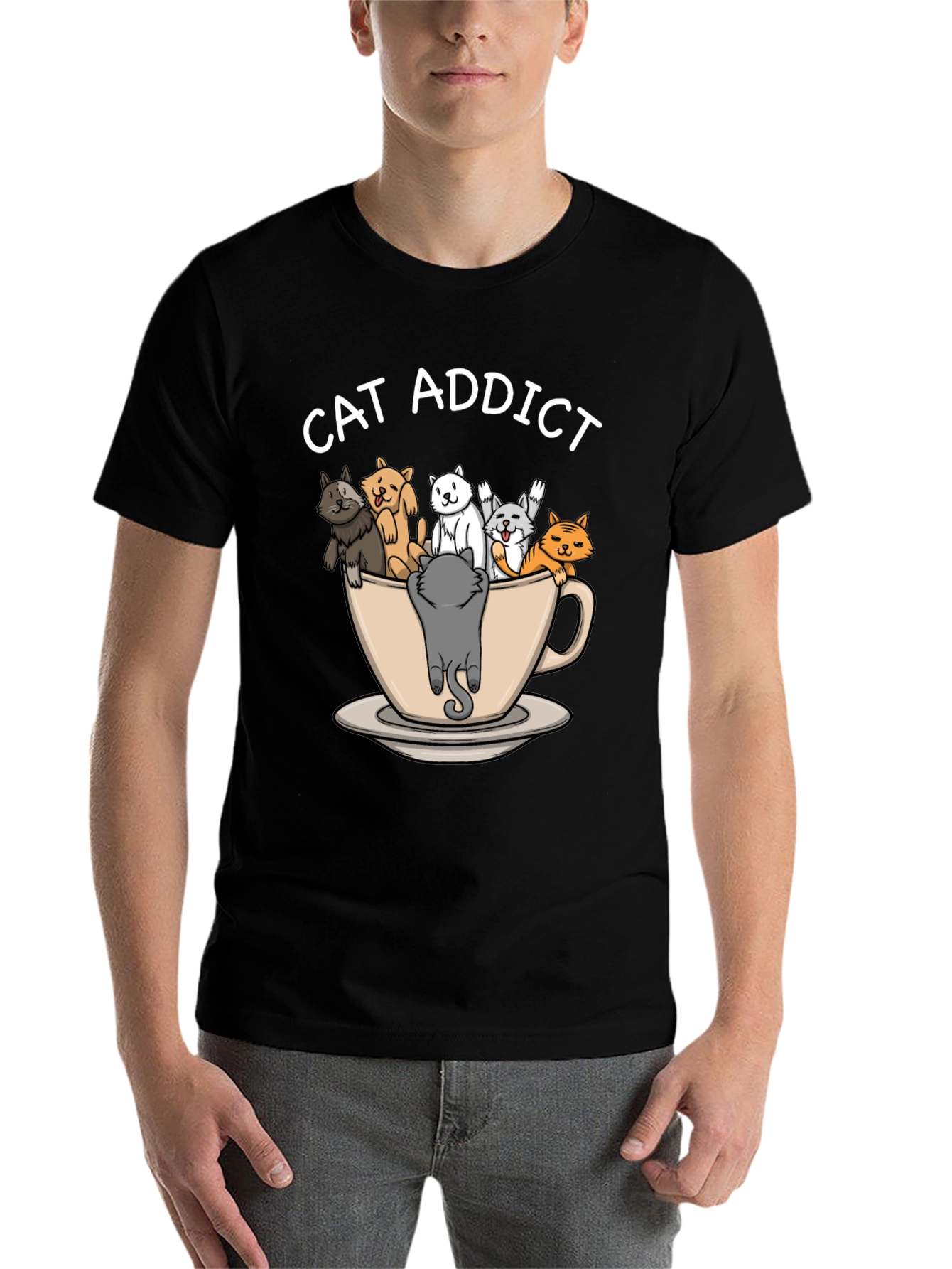 Black Cat Addict T-Shirt - Funny Cat Lover Tee view 7