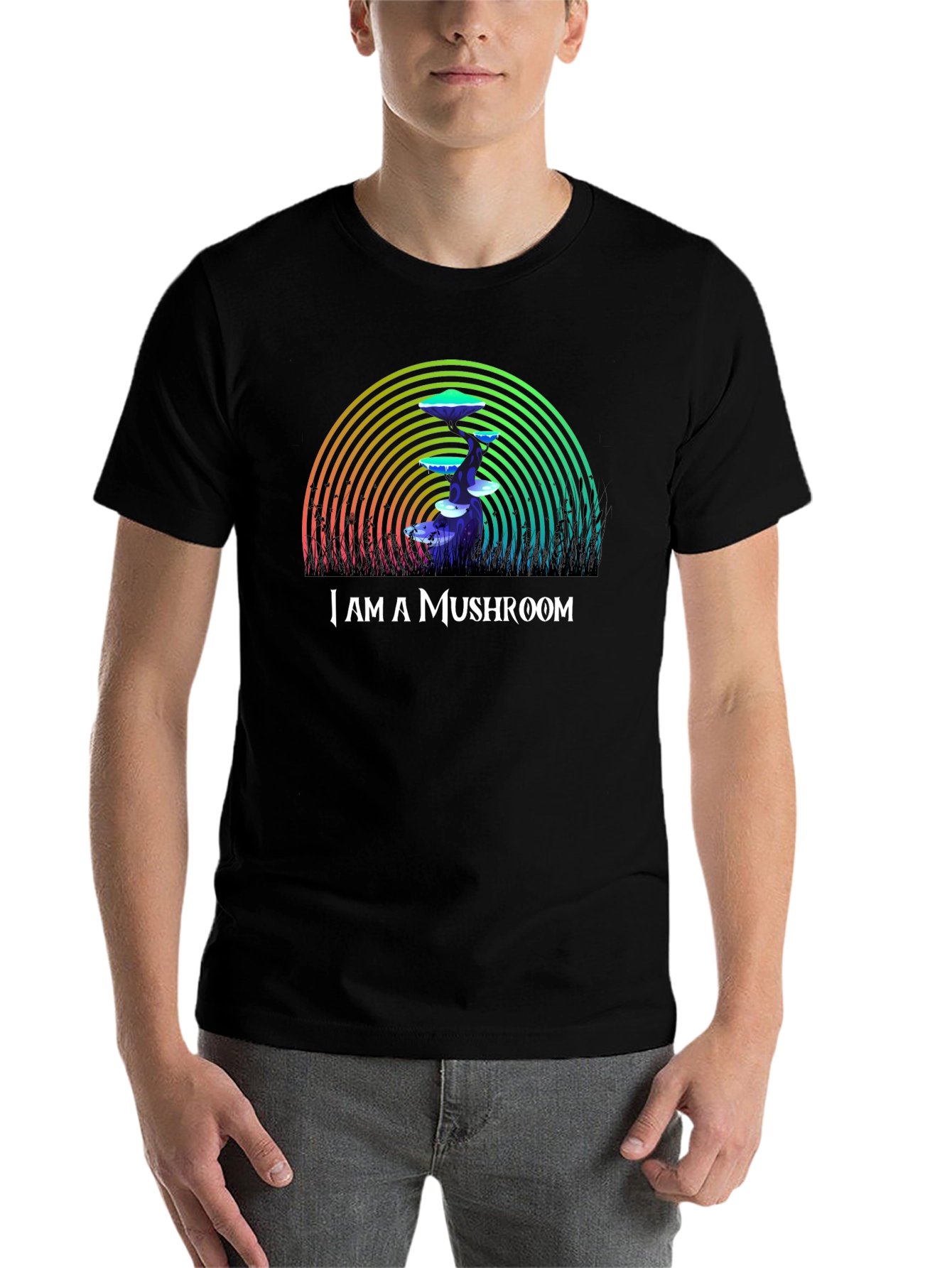 Black I am A Mushroom Graphic T-Shirt view 7