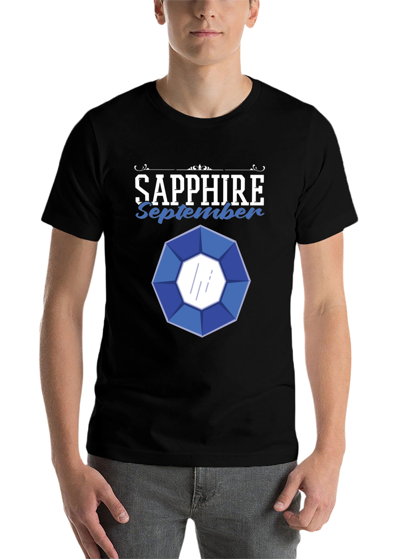 Black Sapphire September Gemstone Graphic T-Shirt view 7