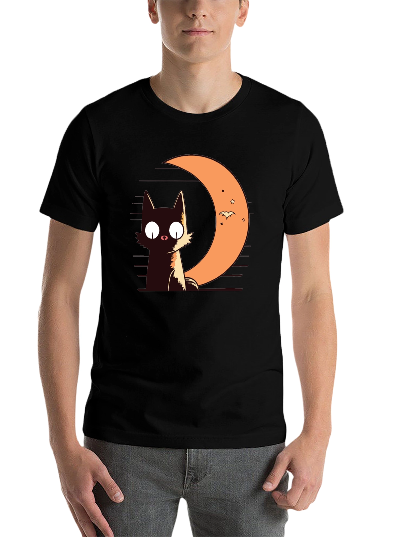 Black Cat Moon Graphic Tee - 7