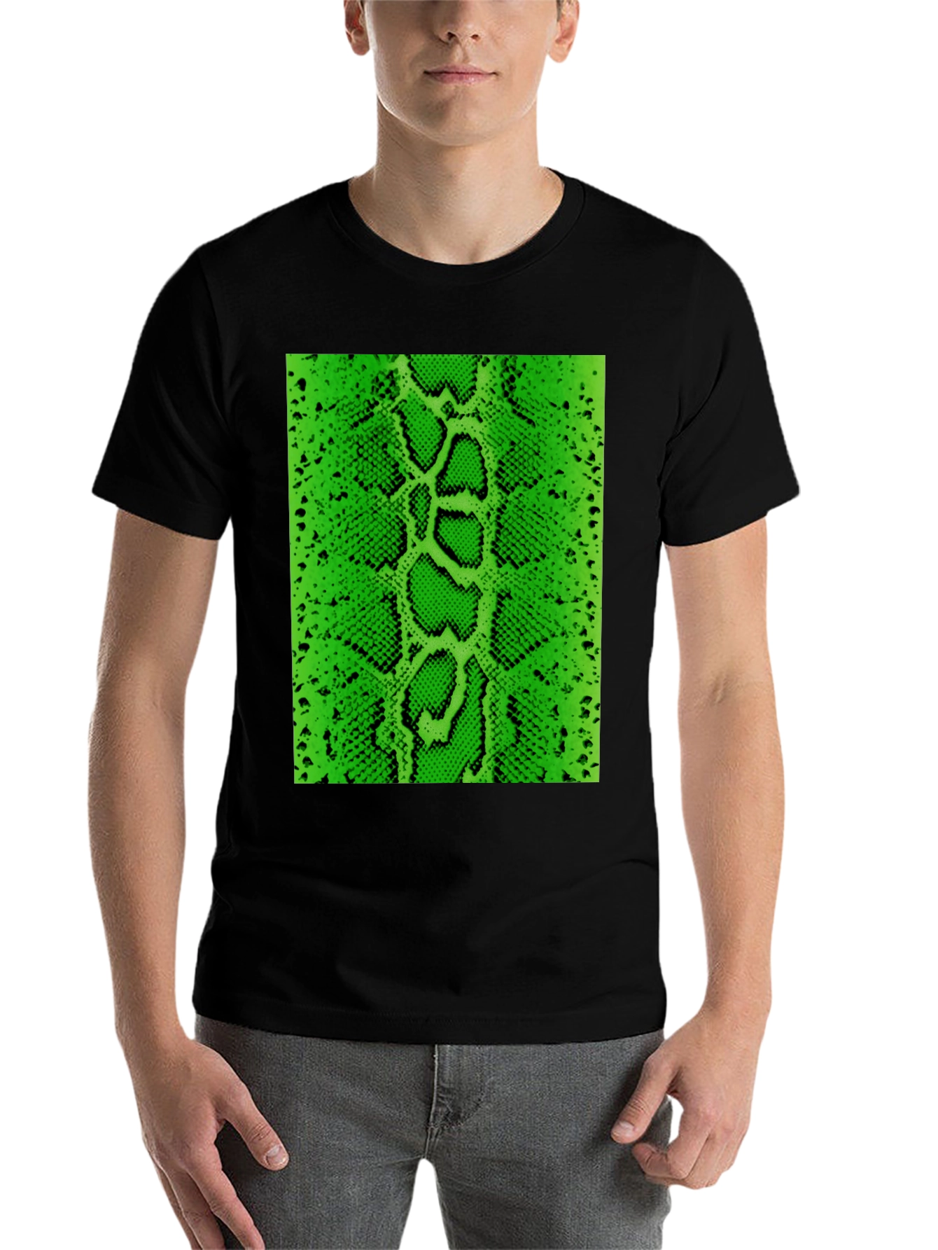 Black Green Snake Skin Graphic Tee - Bold Fashion Statement view 7