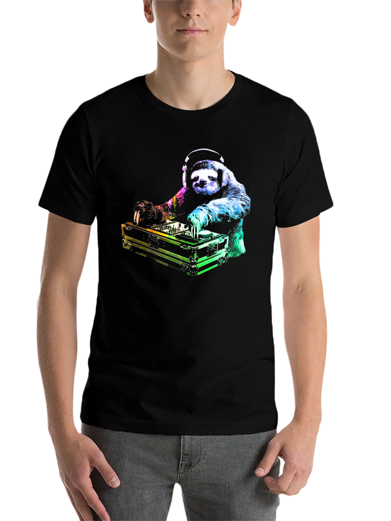 Black DJ Sloth Graphic Tee - Black view 7