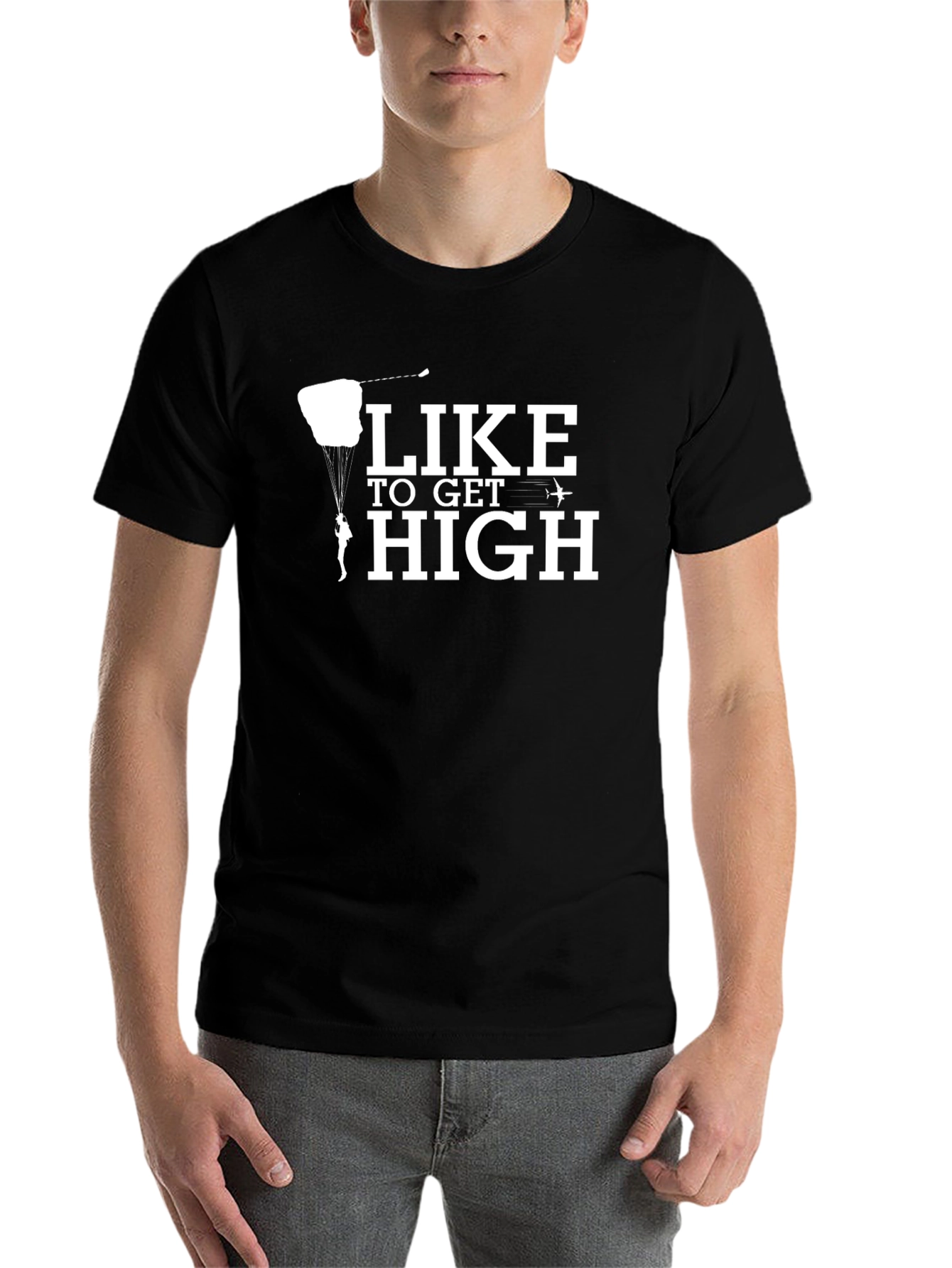 Black Like To Get High Skydiving T-Shirt view 7