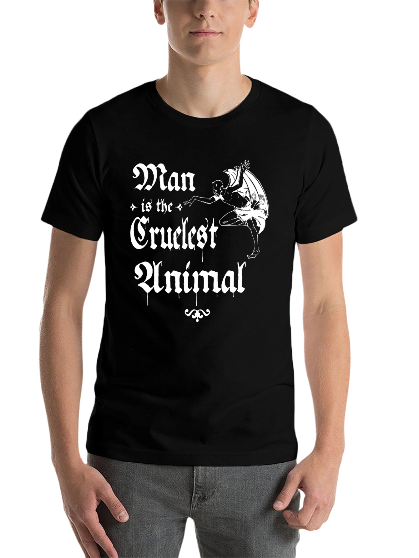 Black Man is the Cruelest Animal Black Graphic T-Shirt view 7