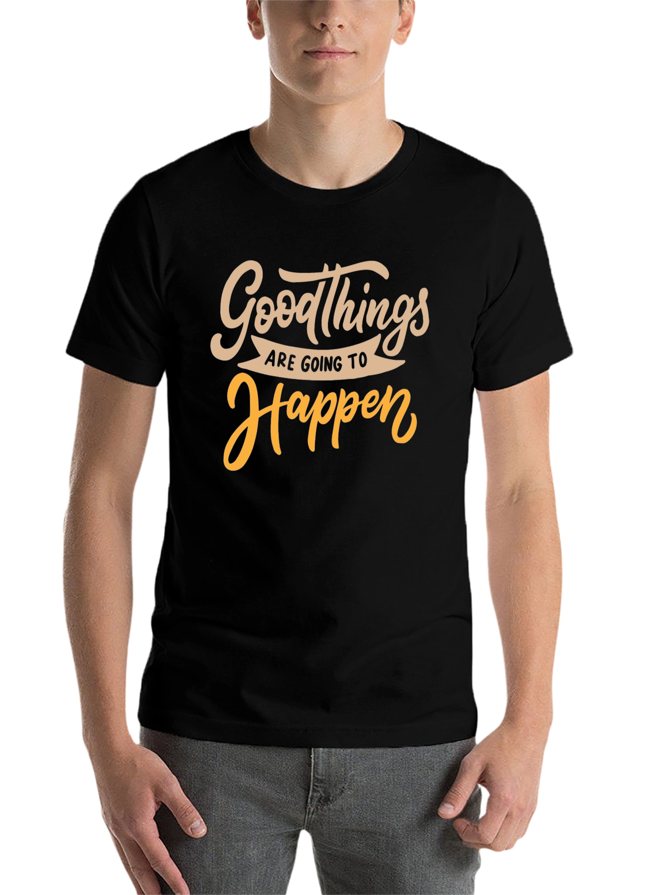 Black Good Things Happen Black Graphic Tee view 7