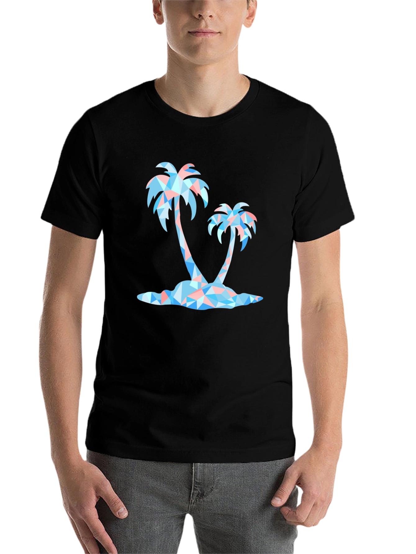 Black Geometric Palm Tree Black Graphic Tee view 7