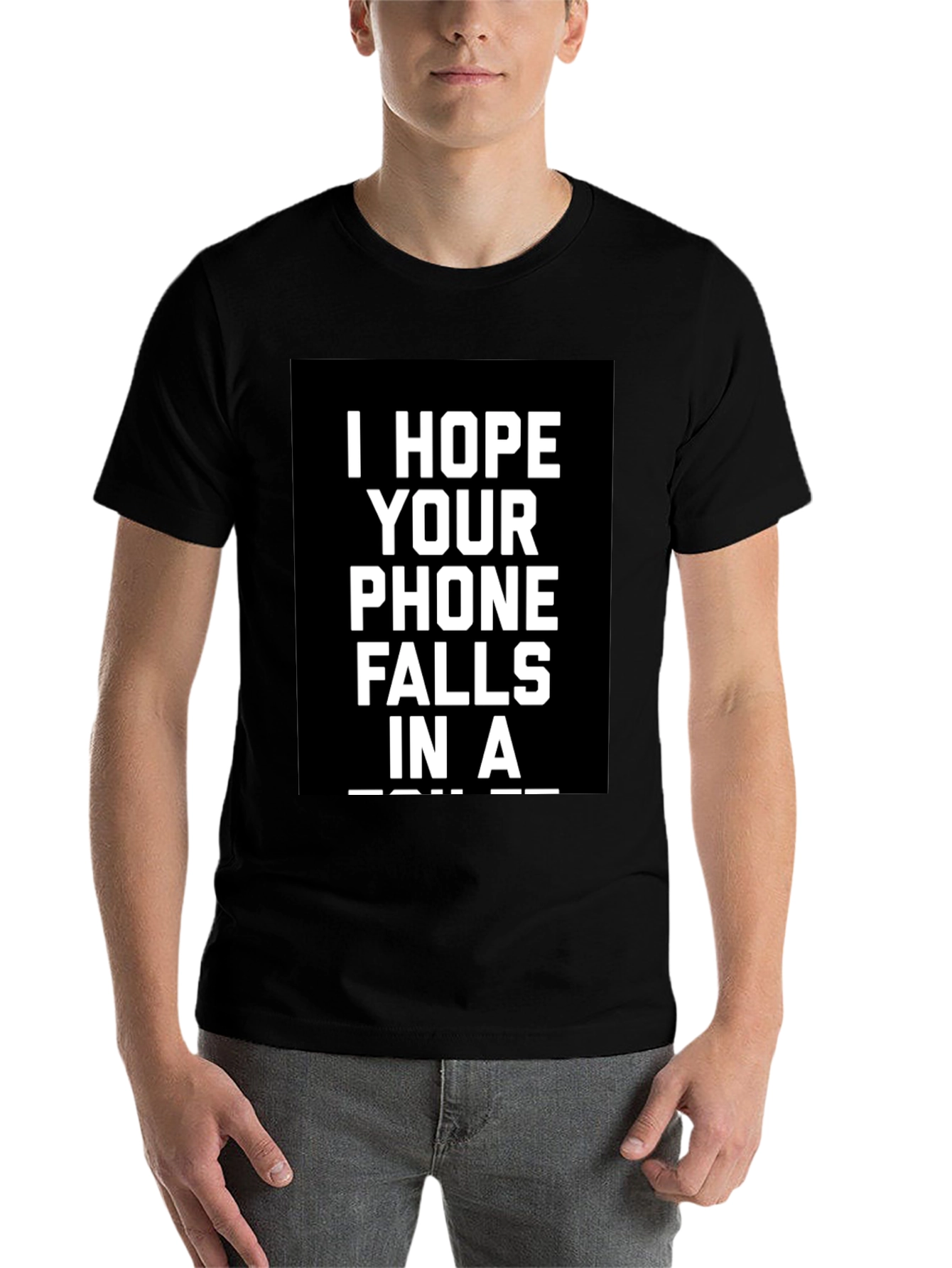 Black Humorous Phone Curse T-Shirt view 7