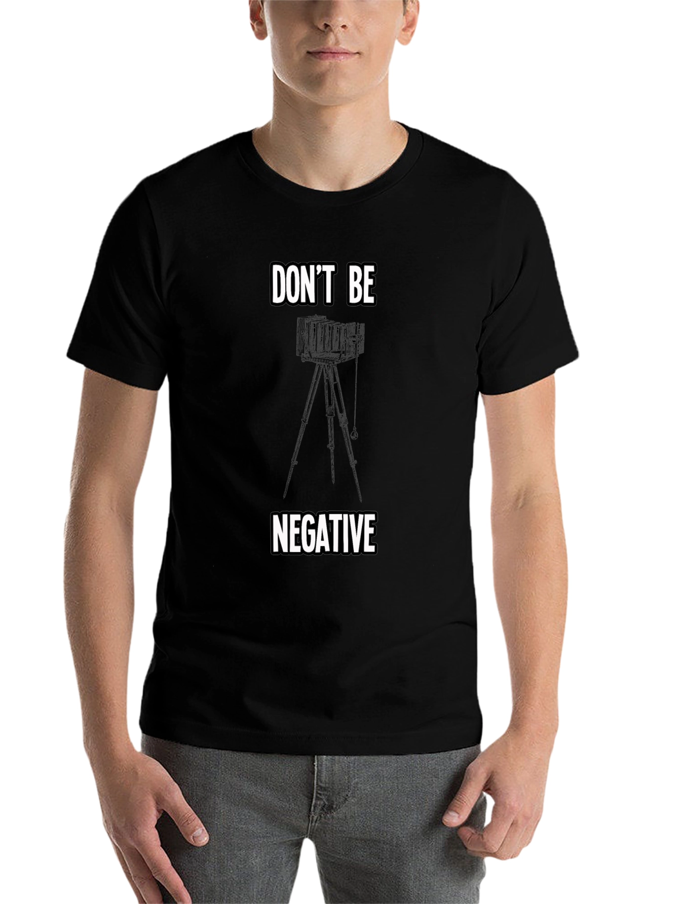 Black Don't Be Negative Camera T-Shirt view 7
