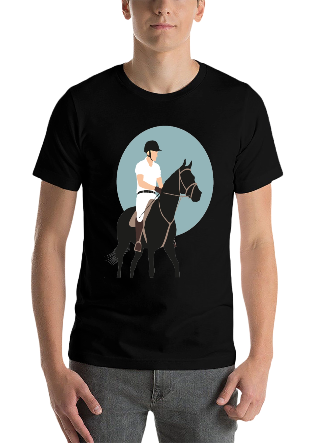 Black Equestrian Rider Graphic Tee - Black T-Shirt view 7