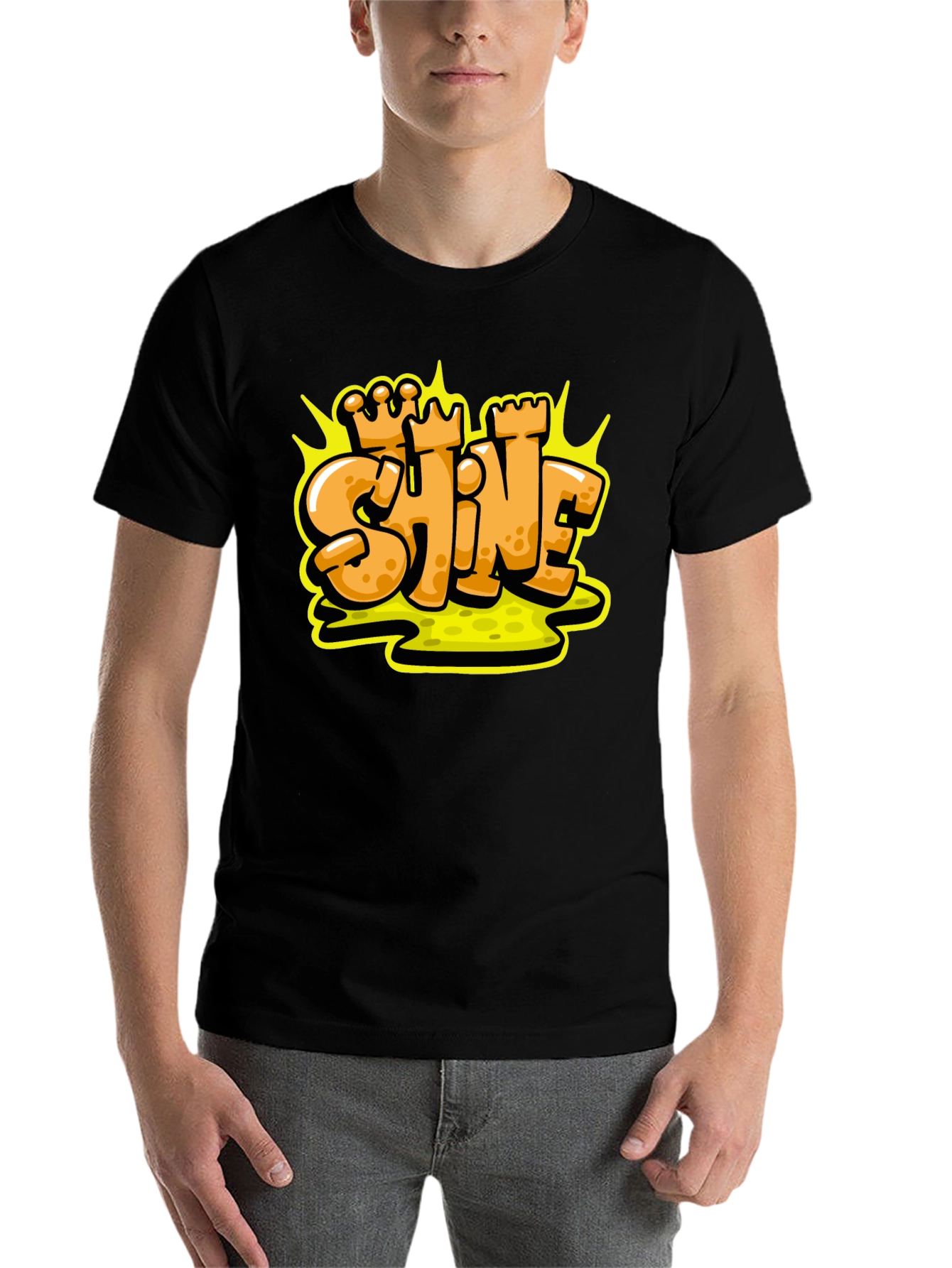 Black Shine Graffiti Style Black T-Shirt view 7