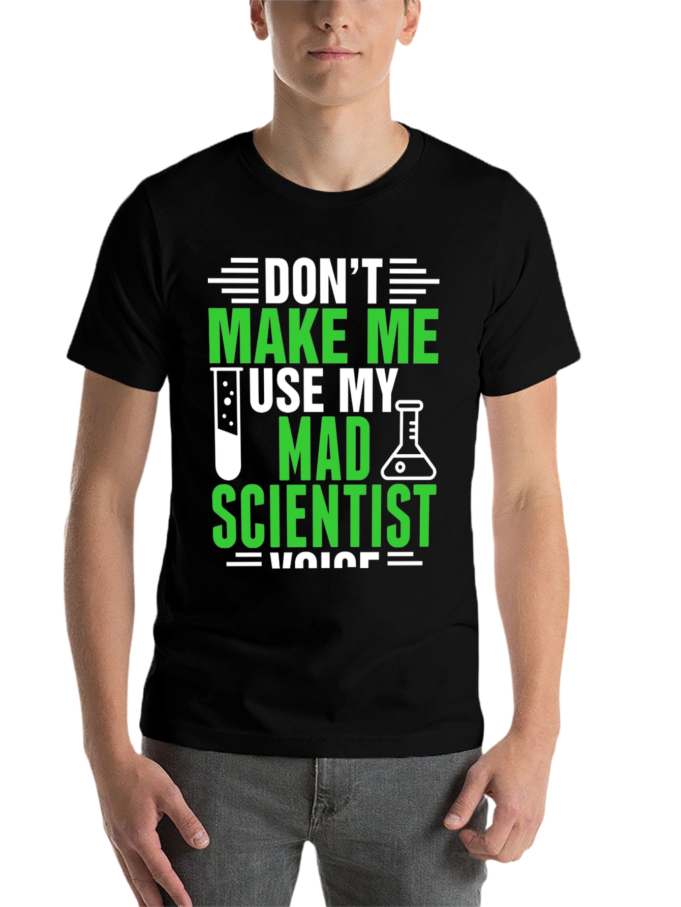 Black Mad Scientist Voice T-Shirt - Funny Science Tee view 7