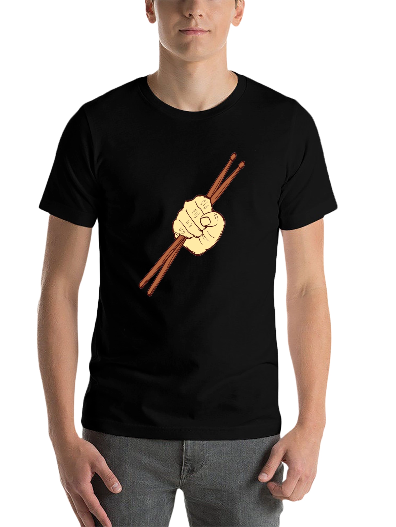 Black Drummer's Fist Graphic Tee - Black Cotton Comfort view 7