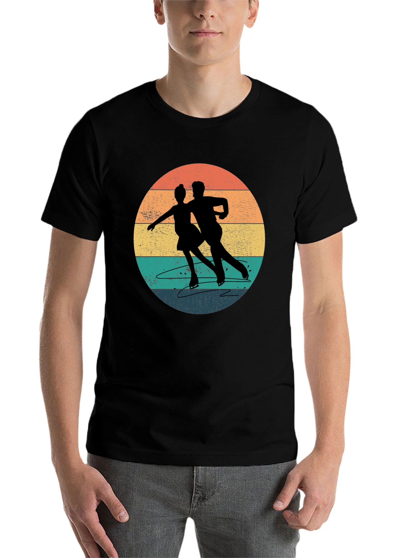 Black Vintage Figure Skating T-Shirt - Retro Style view 7
