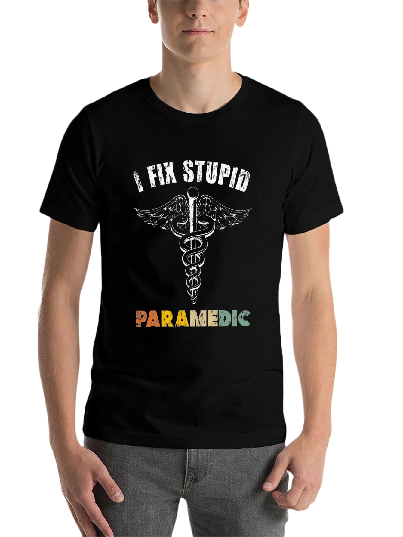 Black I Fix Stupid Paramedic T-Shirt view 7