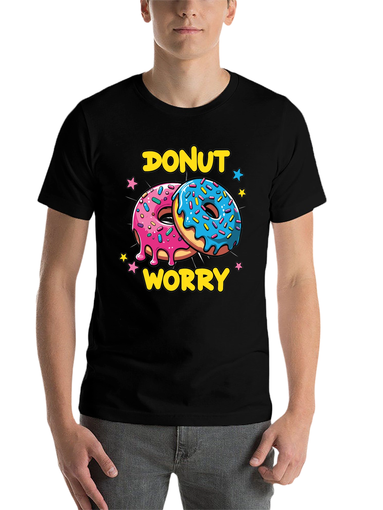 Black Donut Worry Graphic Tee - Comfort and Style view 7