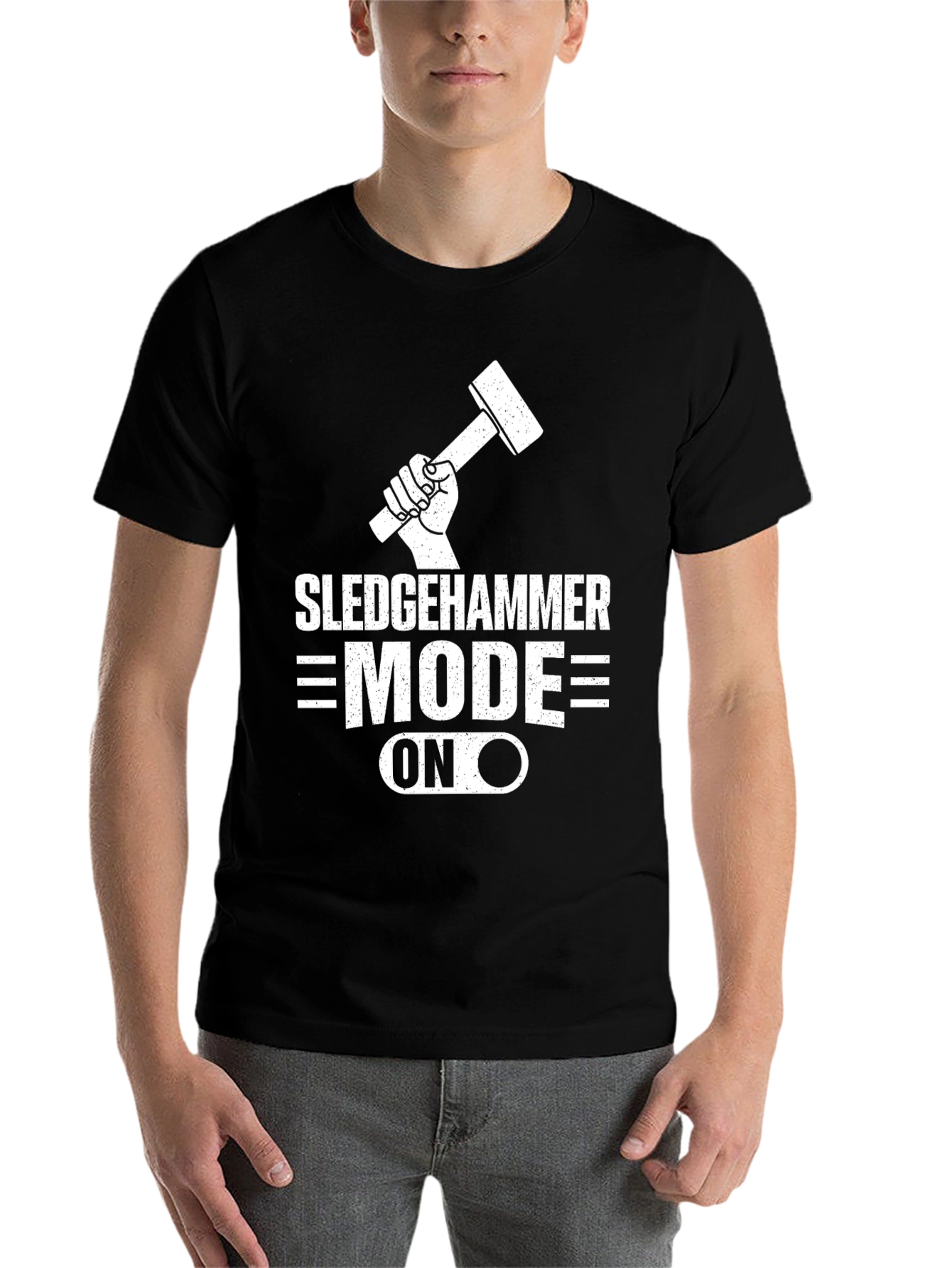 Black Sledgehammer Mode ON Black T-Shirt view 7
