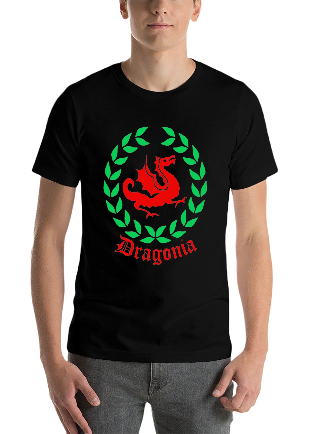 Black Dragonia T-Shirt - Dragon & Laurel Design view 7