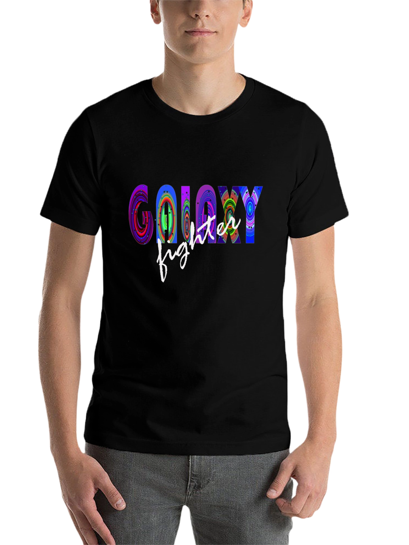 Black Galaxy Fighter Graphic T-Shirt - Cool Novelty Tee view 7