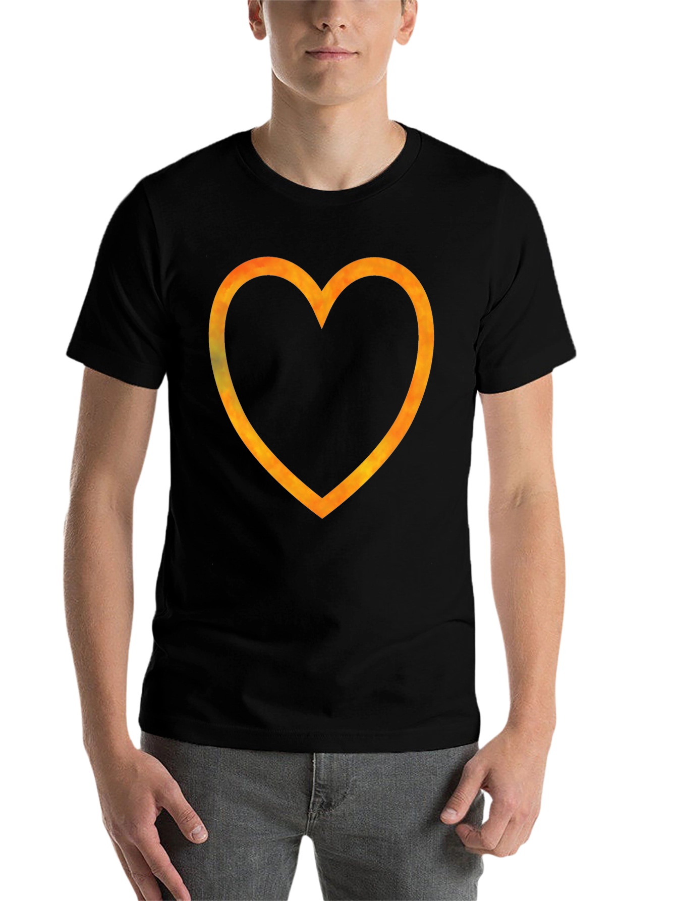 Black Heart Outline Graphic Tee - Trendy Style view 7