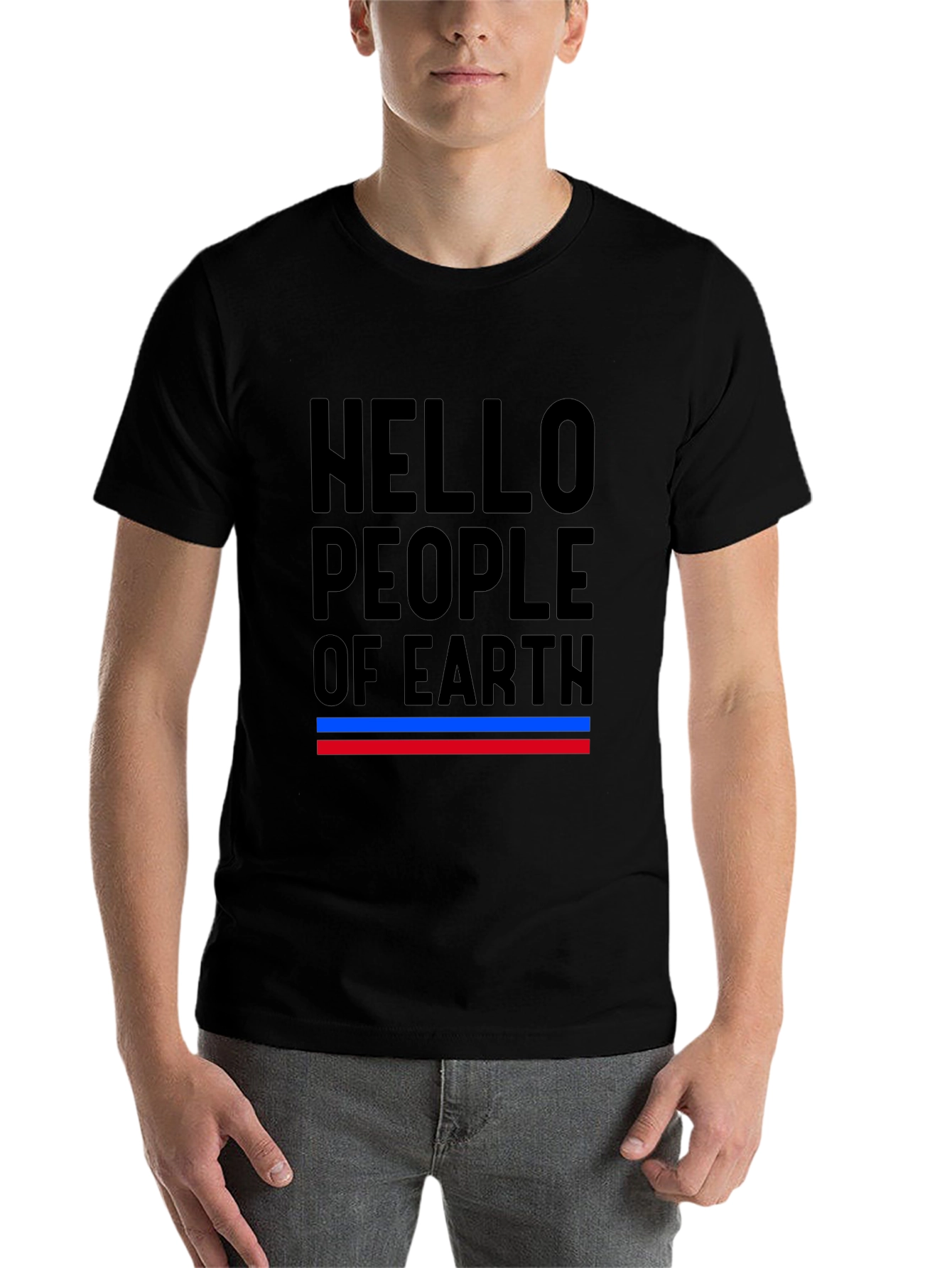 Black Hello People of Earth Graphic Tee view 7