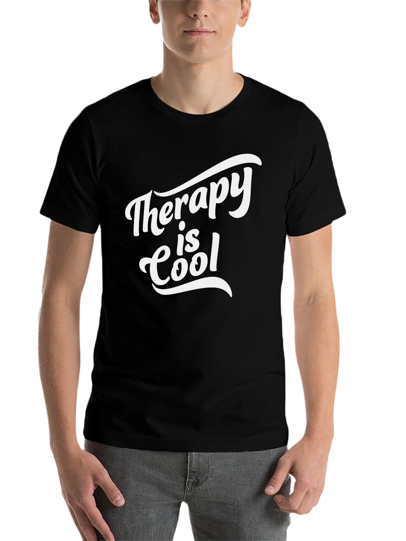 Black Therapy Is Cool Graphic Tee - Soft Cotton Comfort view 7