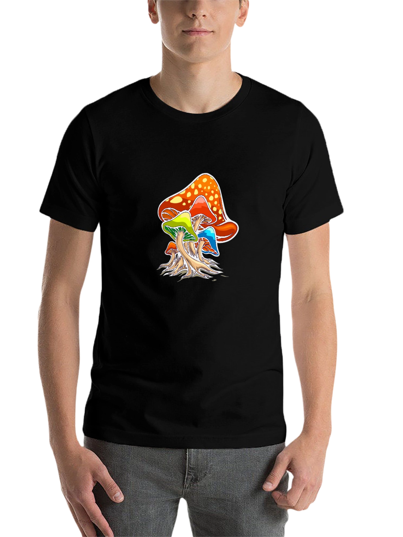 Black Psychedelic Mushroom Graphic Tee - Black view 7