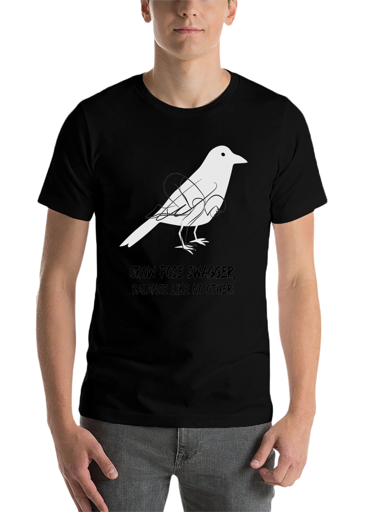 Black Crow Pose Swagger T-Shirt - Balance Like No Other view 7