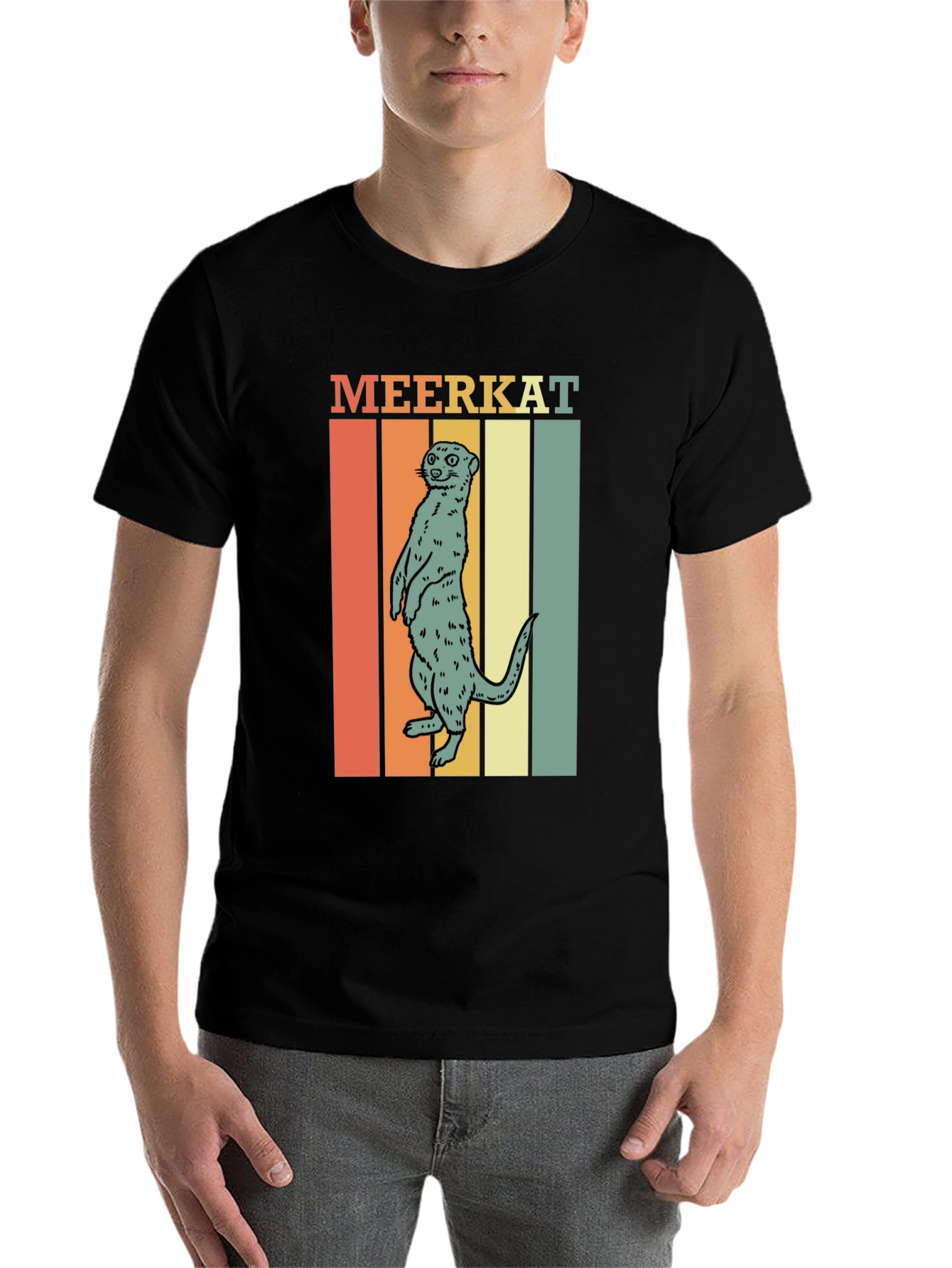 Black Retro Meerkat Graphic Tee - Unique Animal Lover Shirt view 7