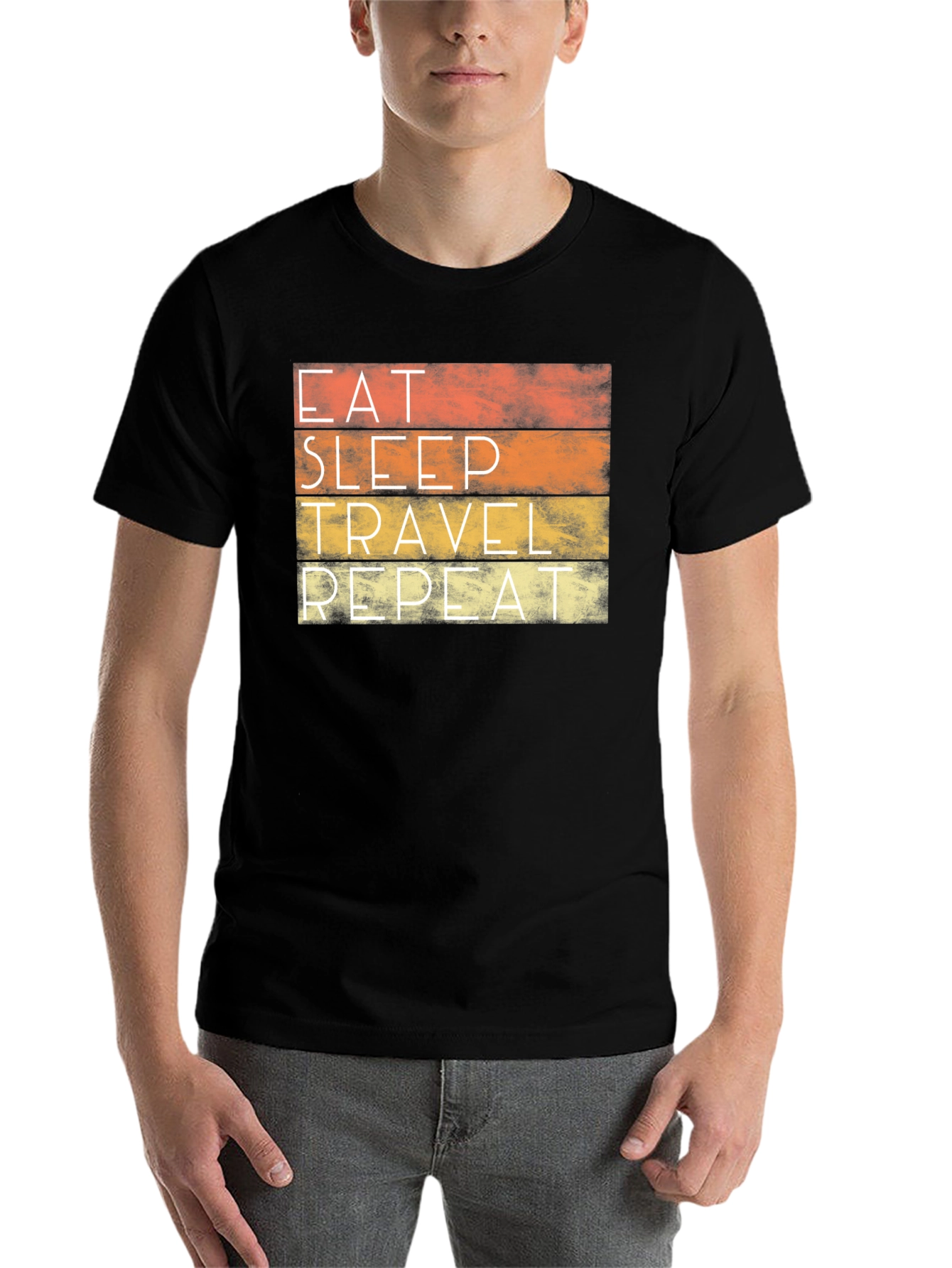 Black Eat Sleep Travel Repeat Graphic Tee view 7