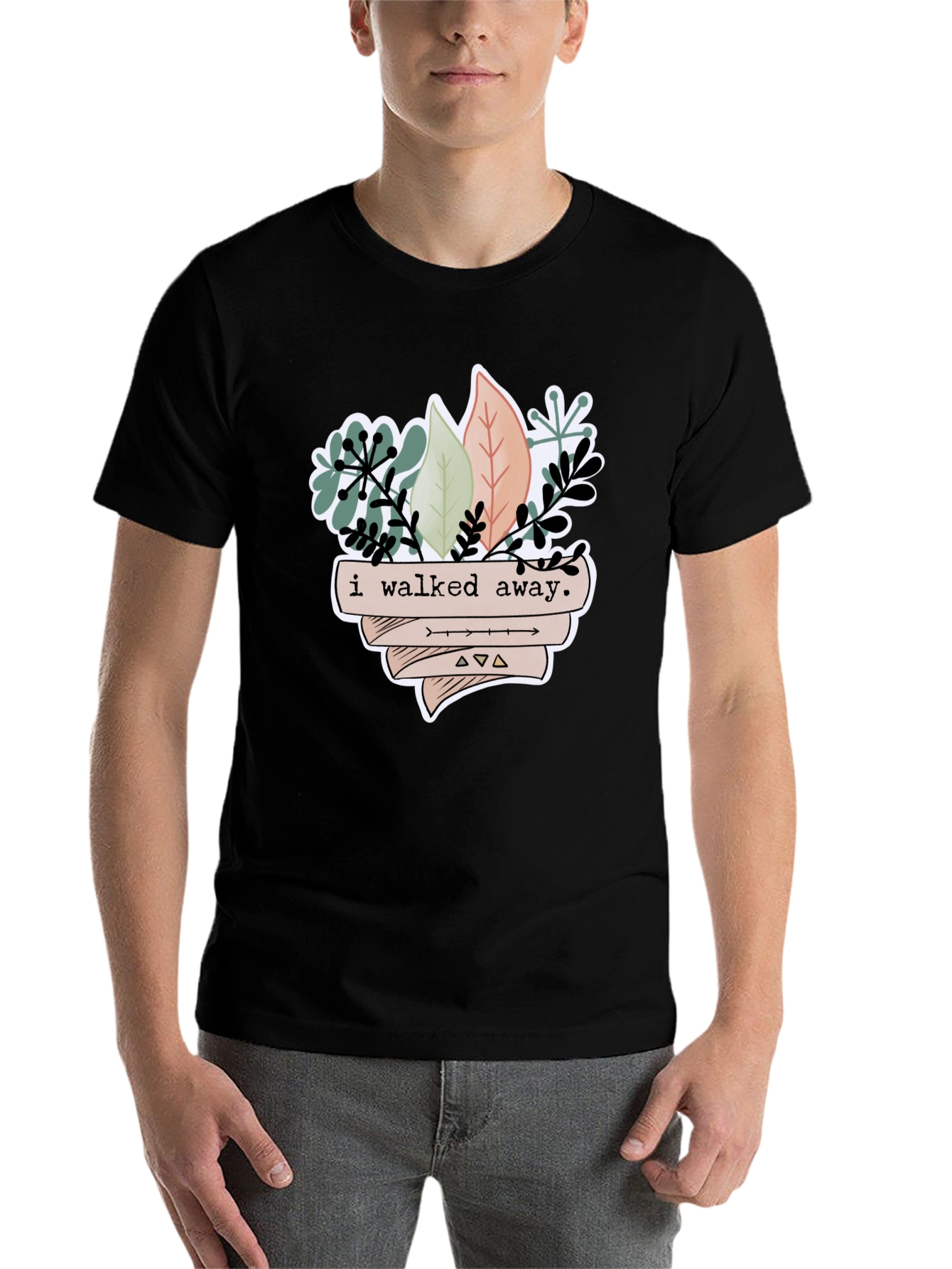 Black I Walked Away Plant Graphic Tee - Unisex view 7