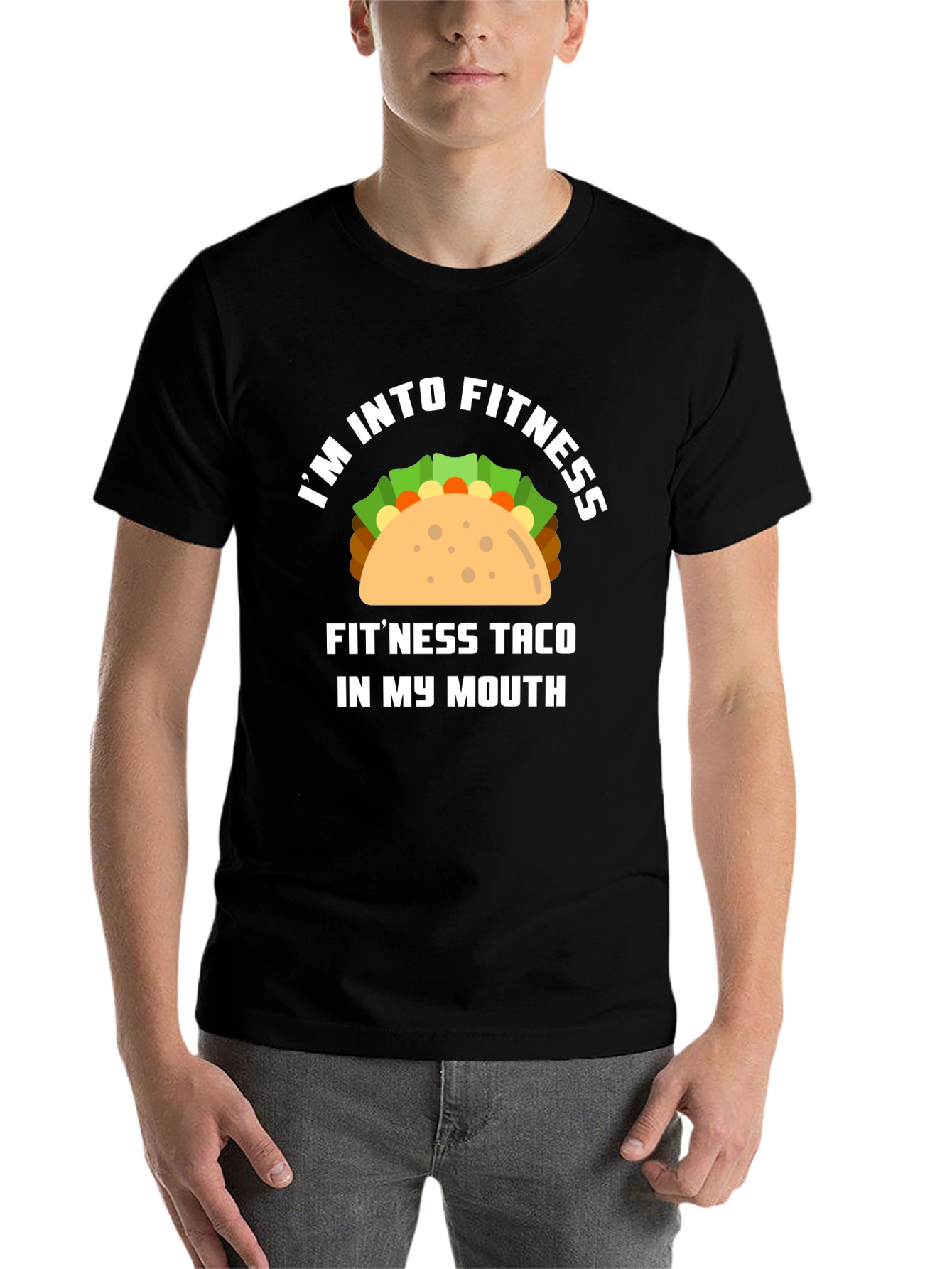 Black Fitness Taco Graphic Tee - Funny Workout Shirt view 7