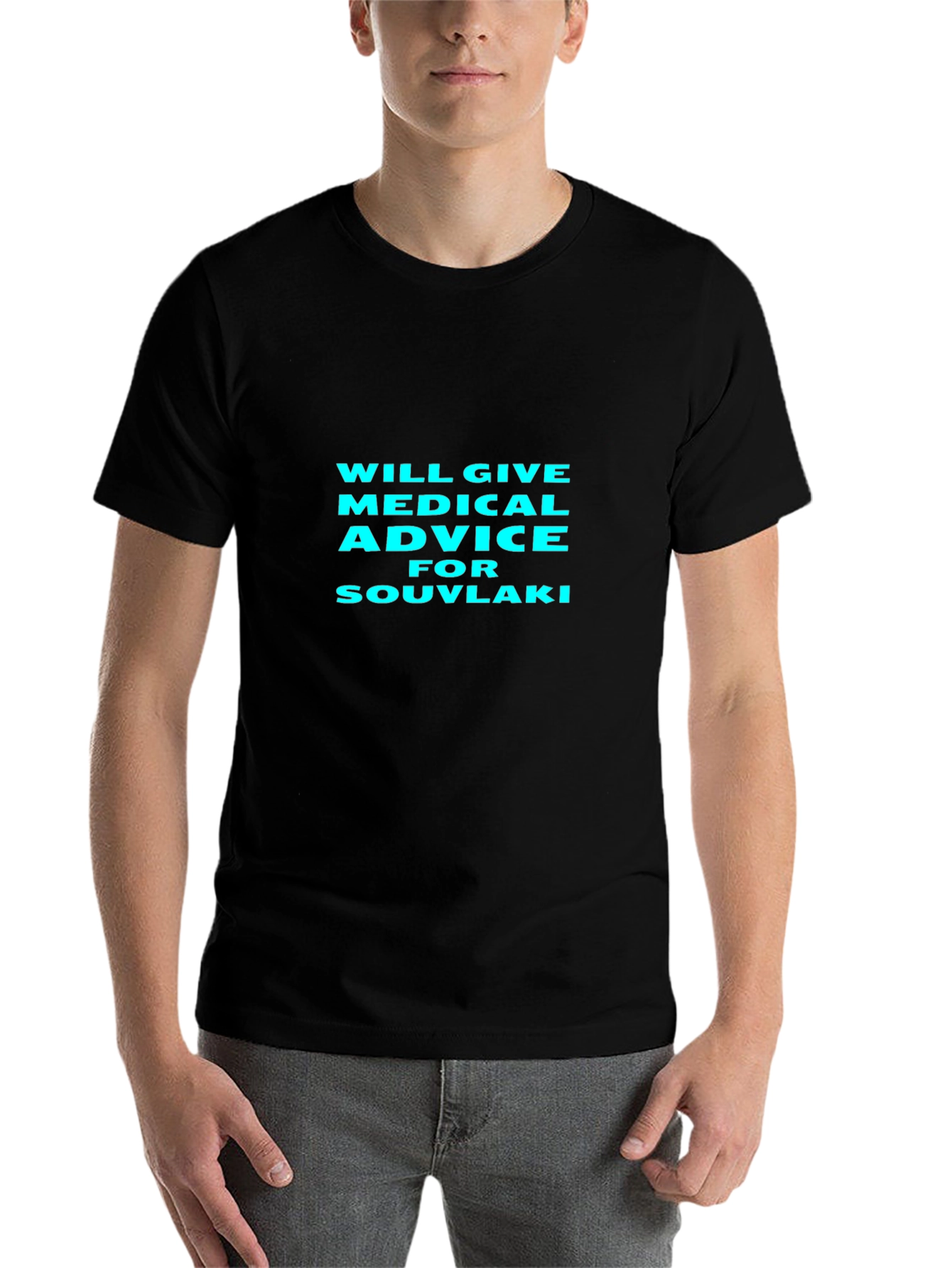 Black Medical Advice for Souvlaki Black T-Shirt view 7
