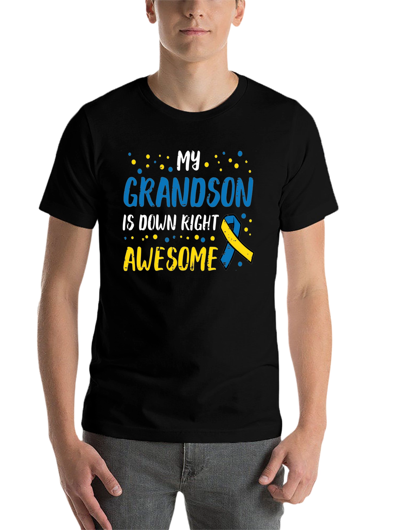 Black My Grandson is Down Right Awesome T-Shirt view 7
