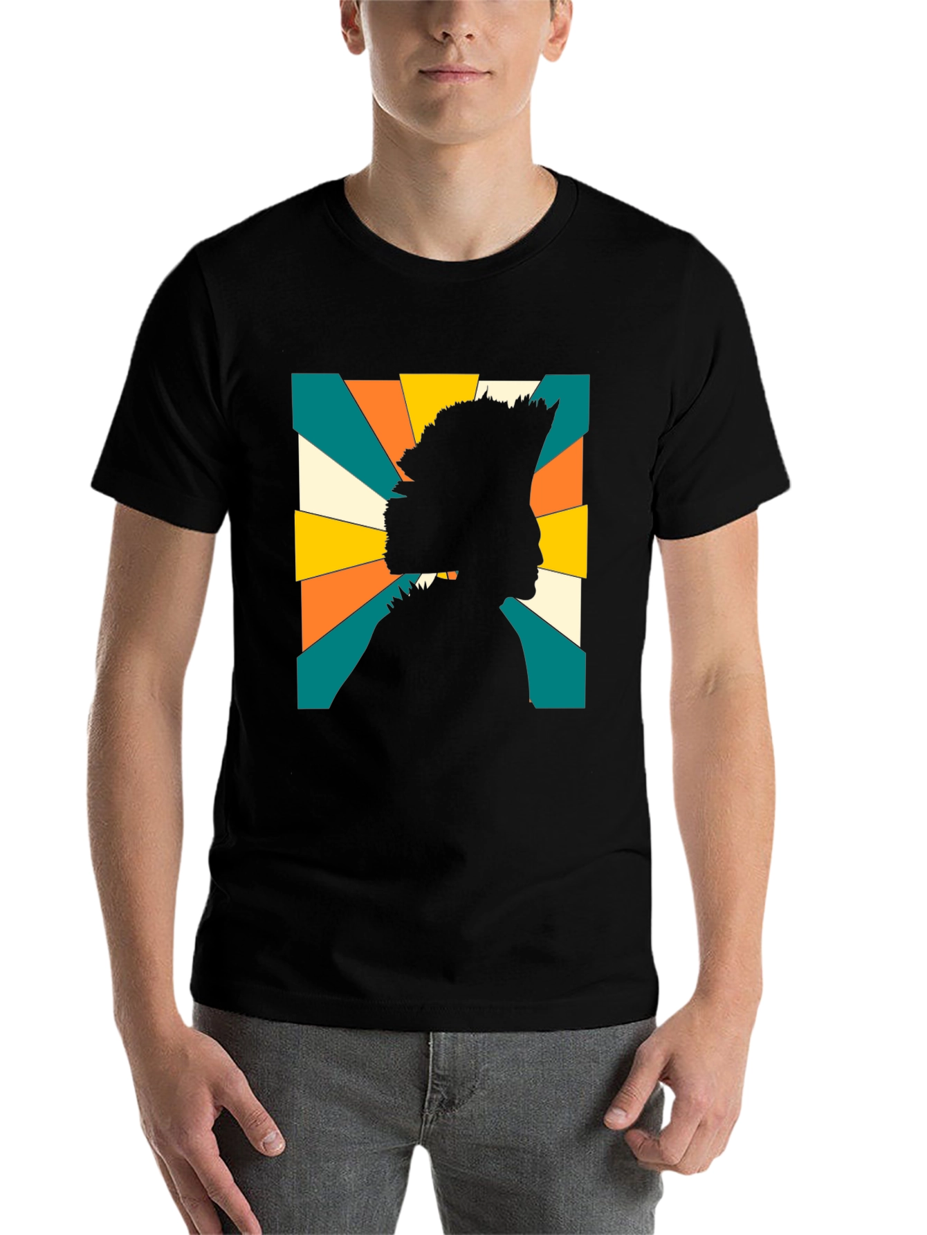 Black Retro Silhouette Graphic T-Shirt view 7
