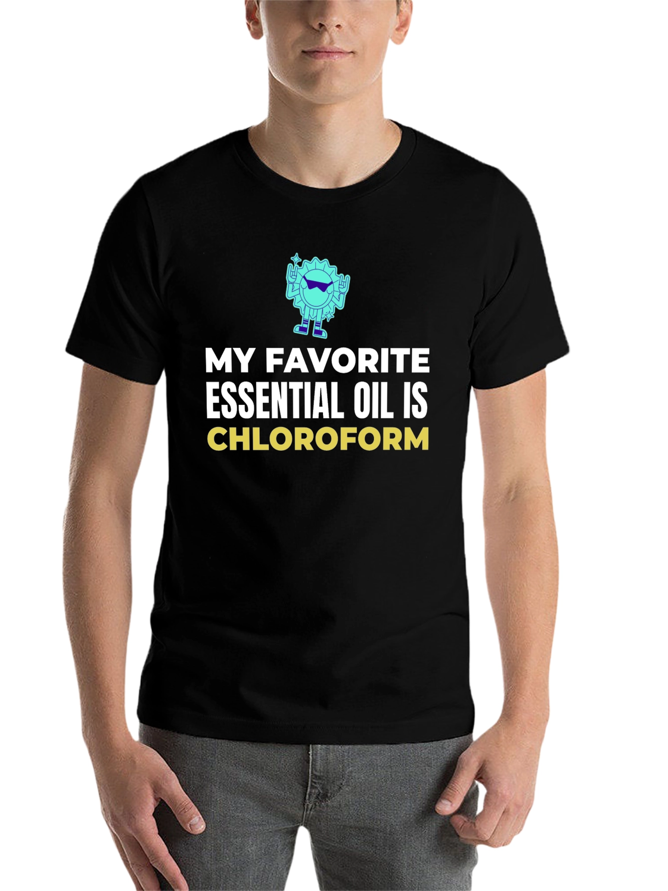 Black Chloroform Essential Oil Graphic T-Shirt view 7