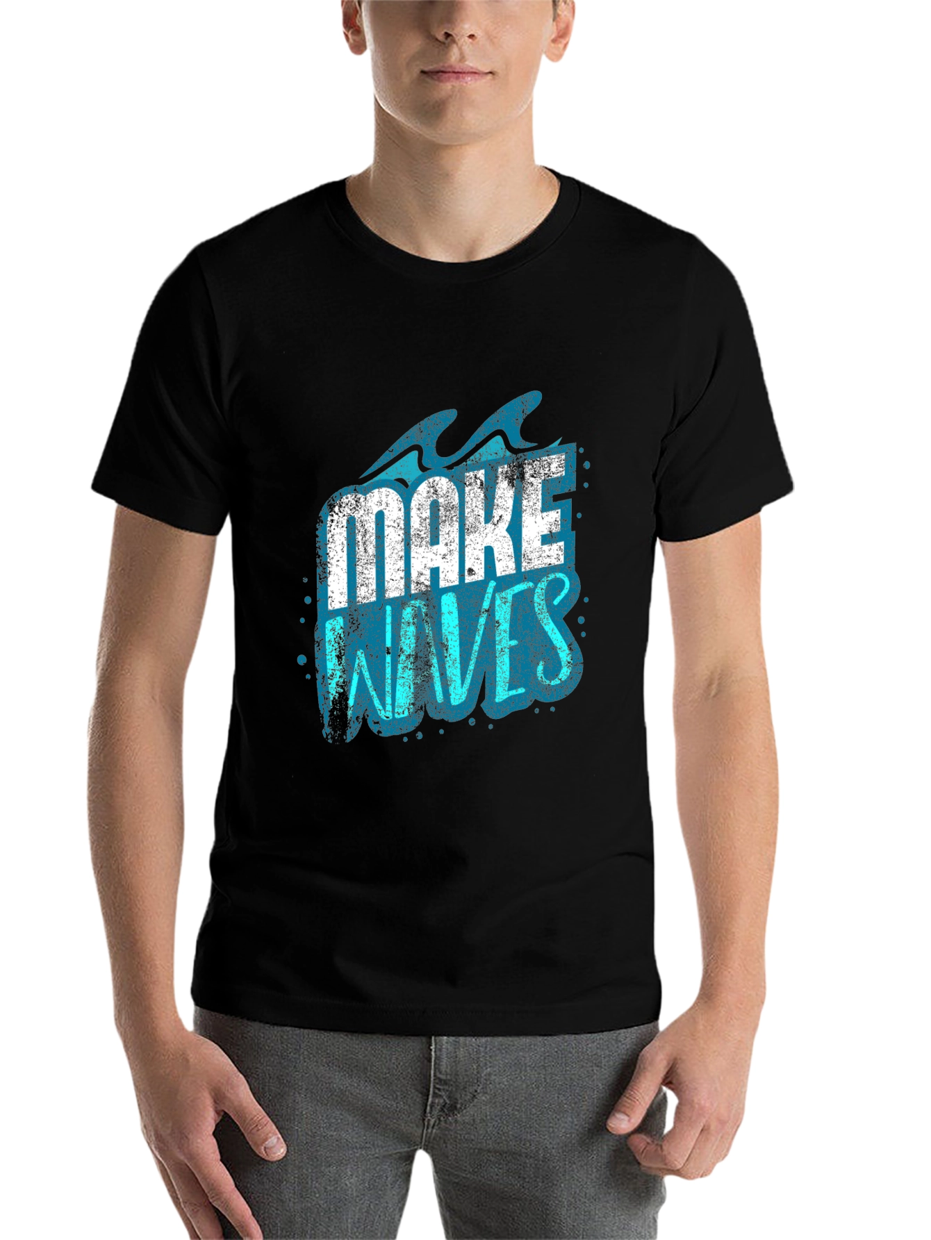 Black Make Waves Graphic Tee - Black Short Sleeve T-Shirt view 7