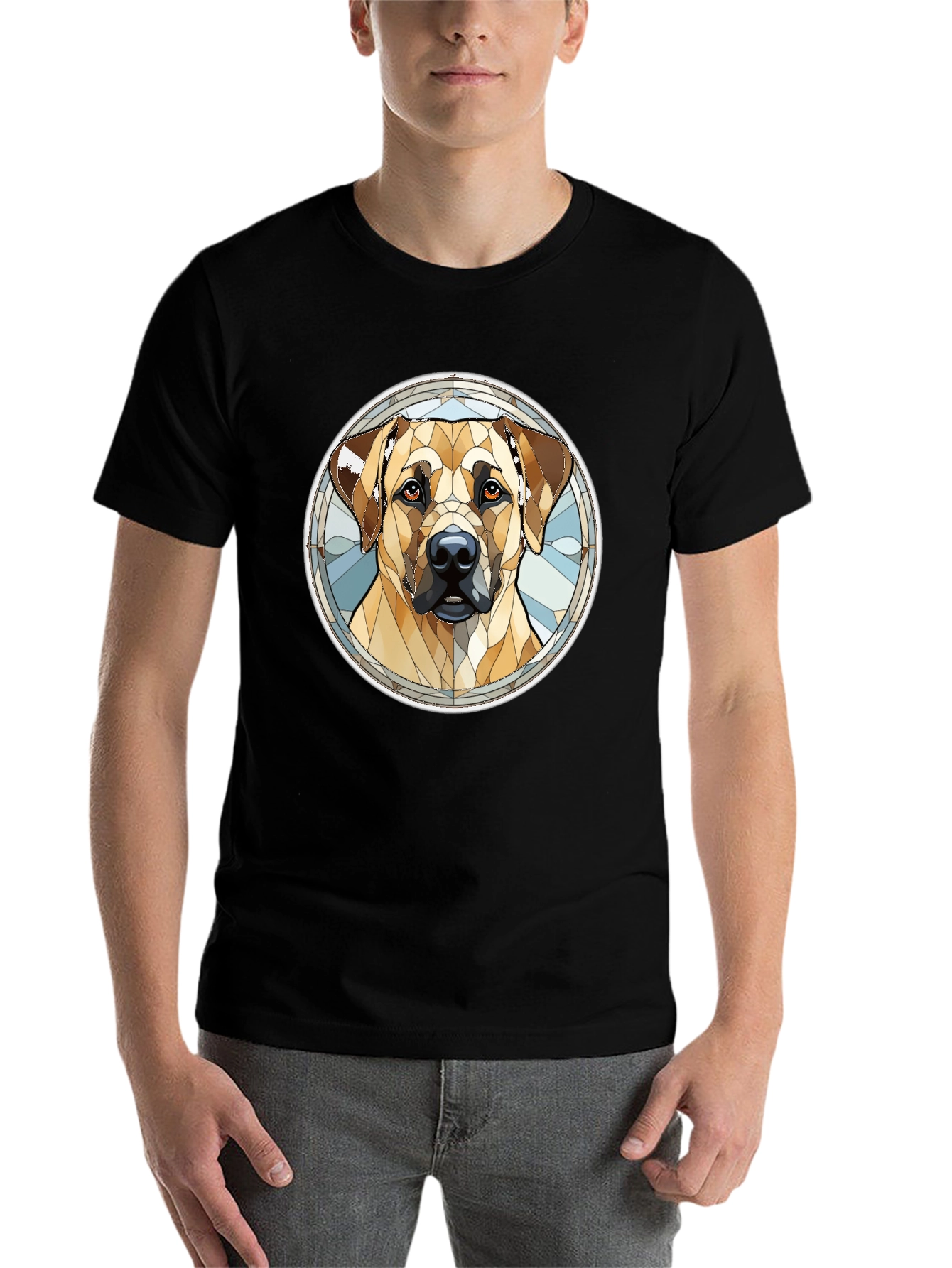 Black Dog Stained Glass Style Graphic Tee - Black view 7